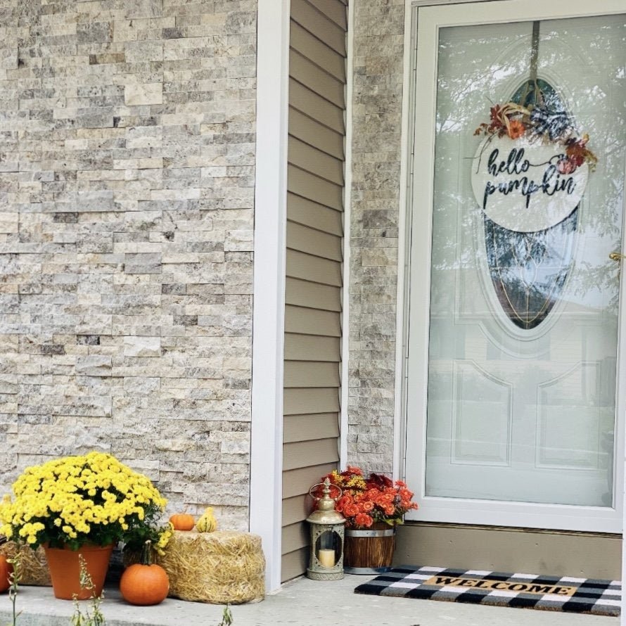 18" Hello Pumpkin - Wooden Door Hanger - Rustiva
