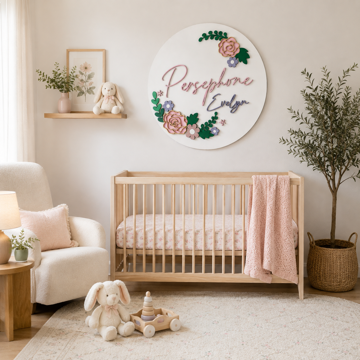 Personalized Nursery name Sign with Flower