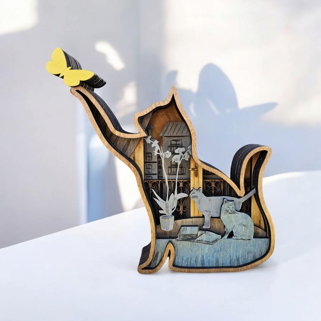 3D Cat Sign Layered Art - Rustiva