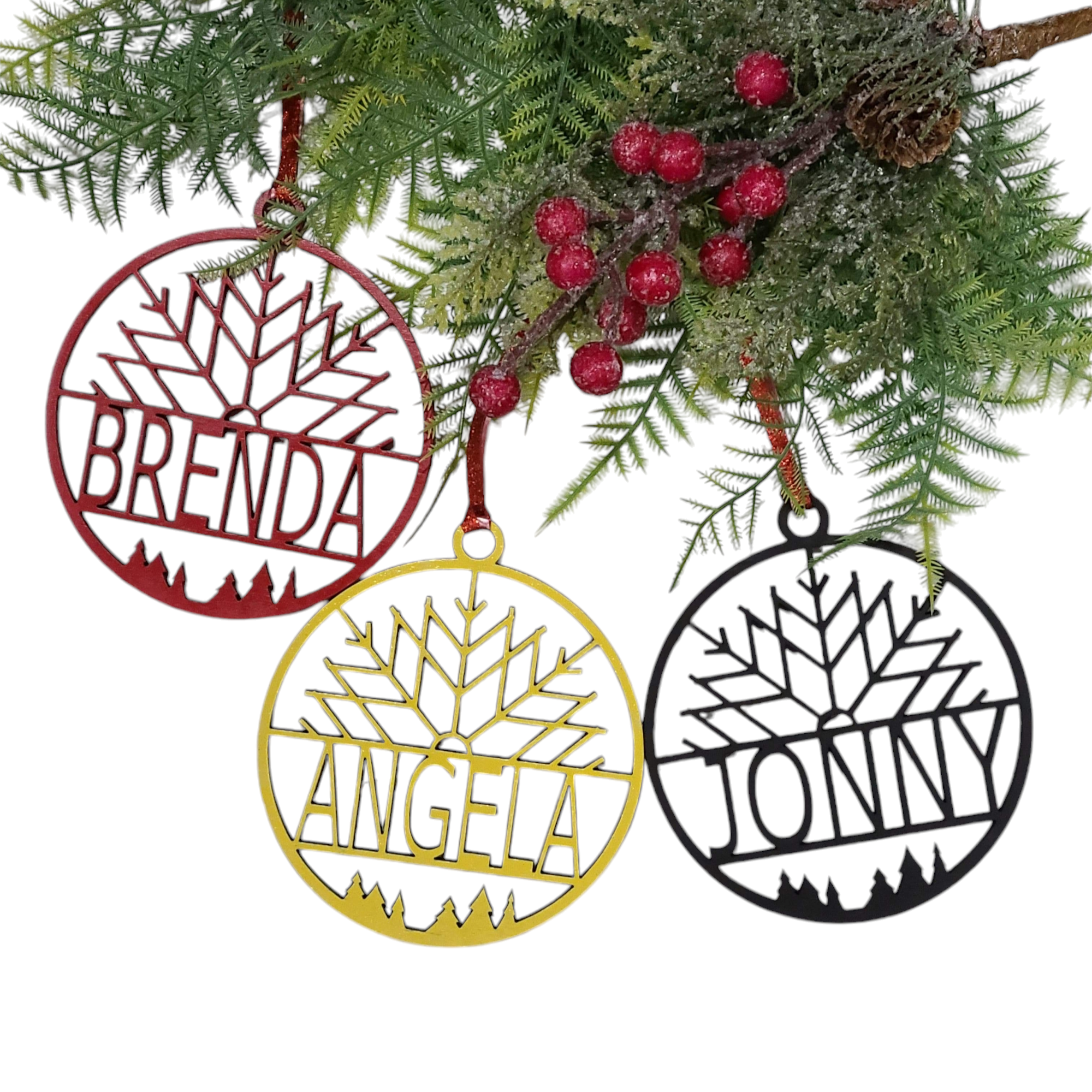 Personalized Christmas Ornament - Laser Cut Wood with Name - Finished Maple Plywood - Custom Ornament with Name - Semper-KIK