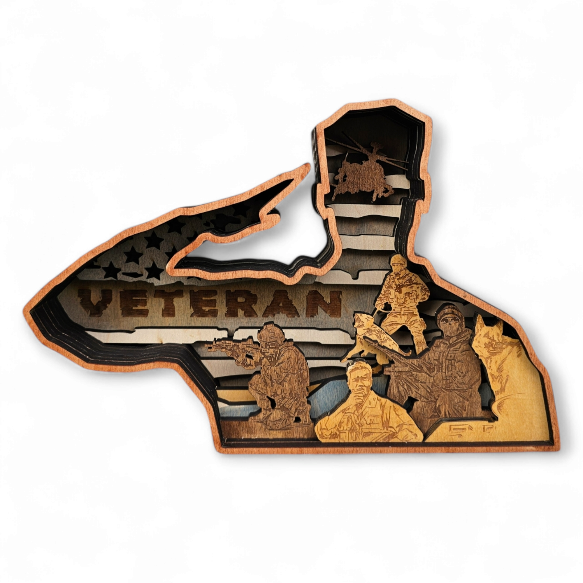 3D Veteran Sign Layered Art - Rustiva