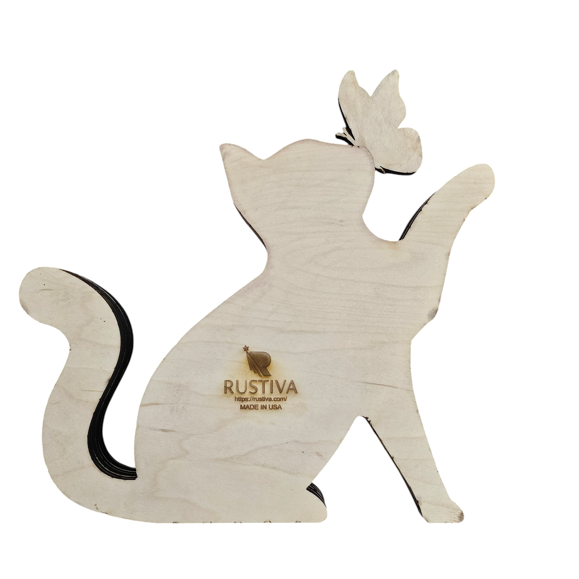 3D Colorful Cat Sign Layered Art - Rustiva