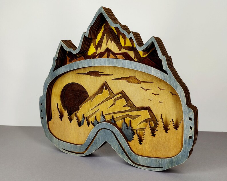 3D Snowboard Goggles, Mountain Scene - Rustiva