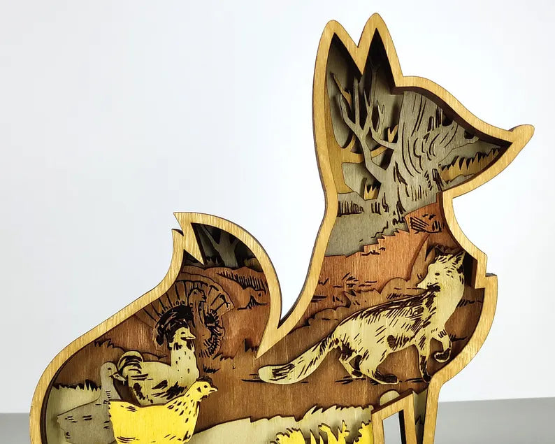 3D Sitting Fox - Rustiva