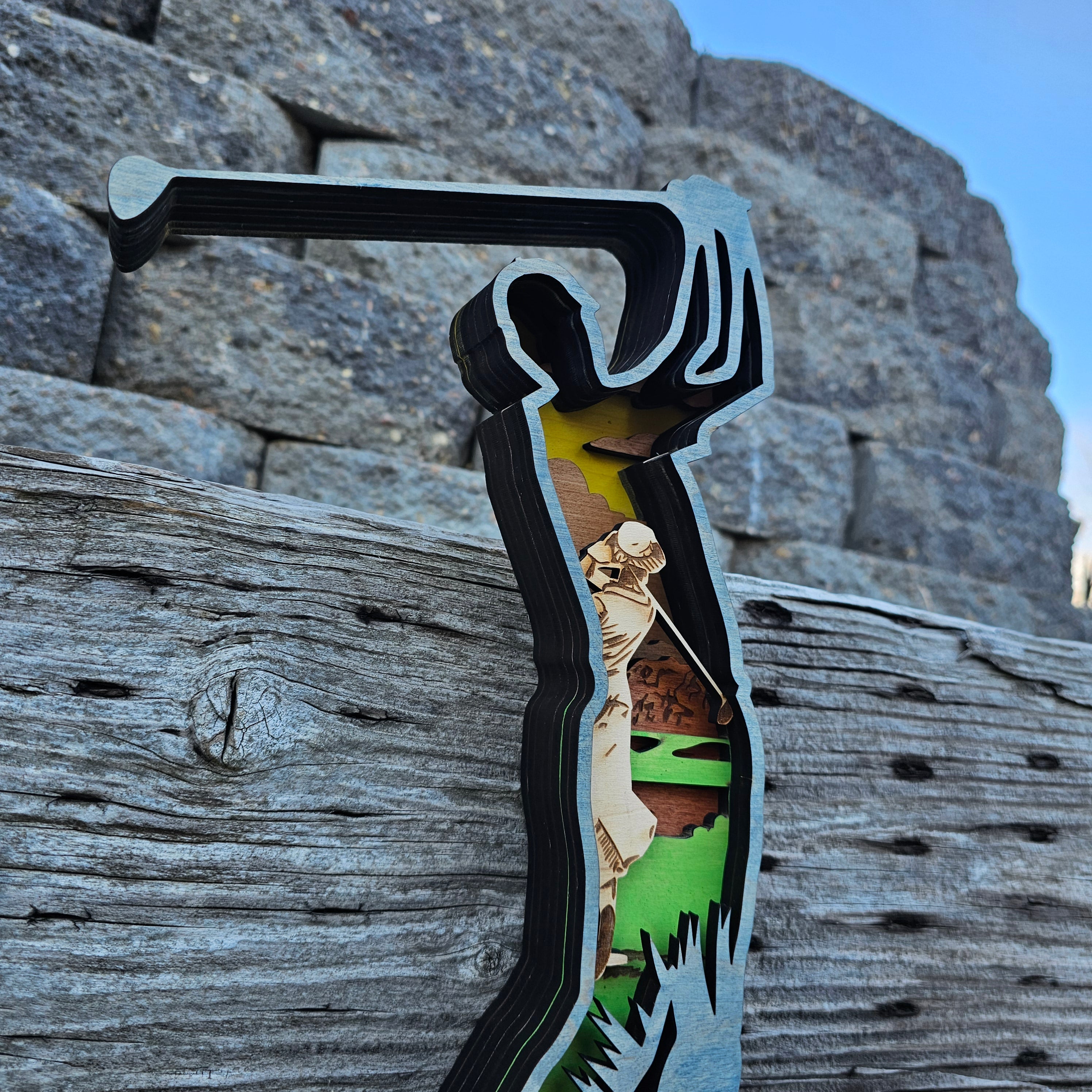 3D Golf Sign Layered Art - Rustiva