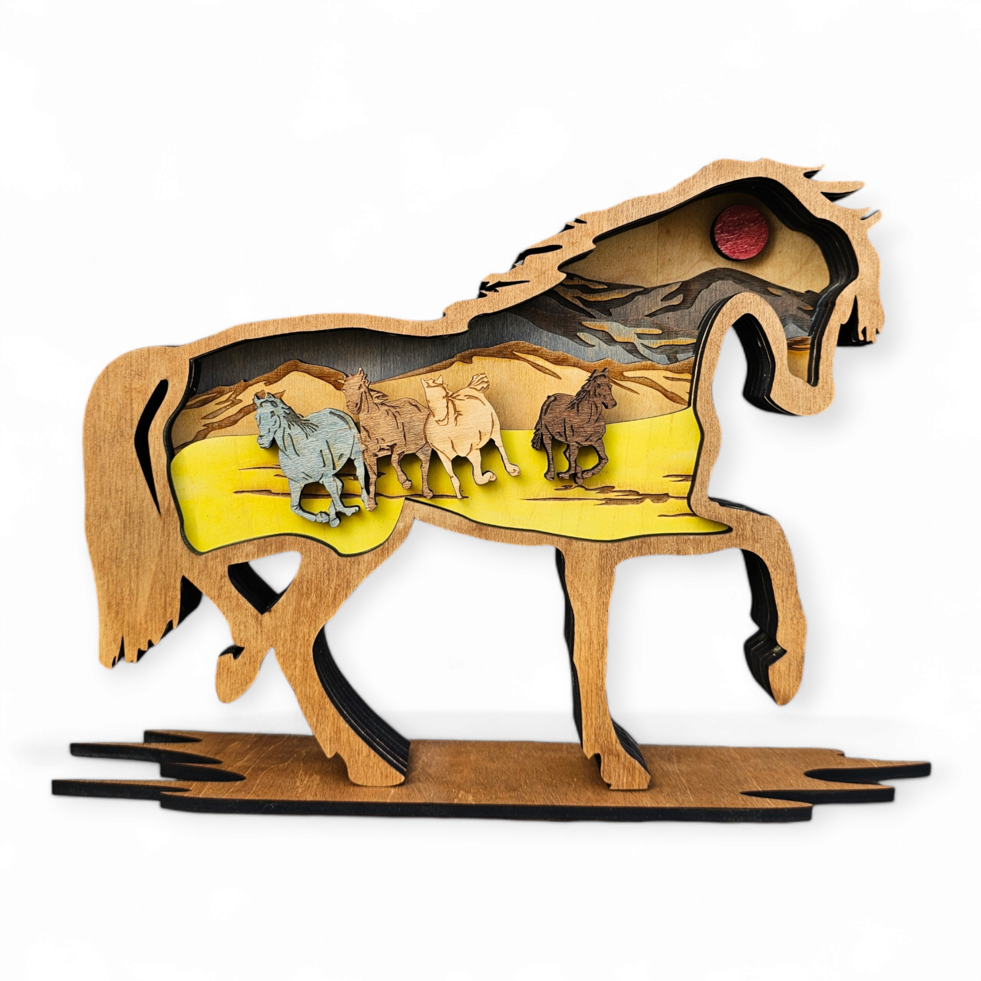 3D Horses Sign Layered Art - Rustiva