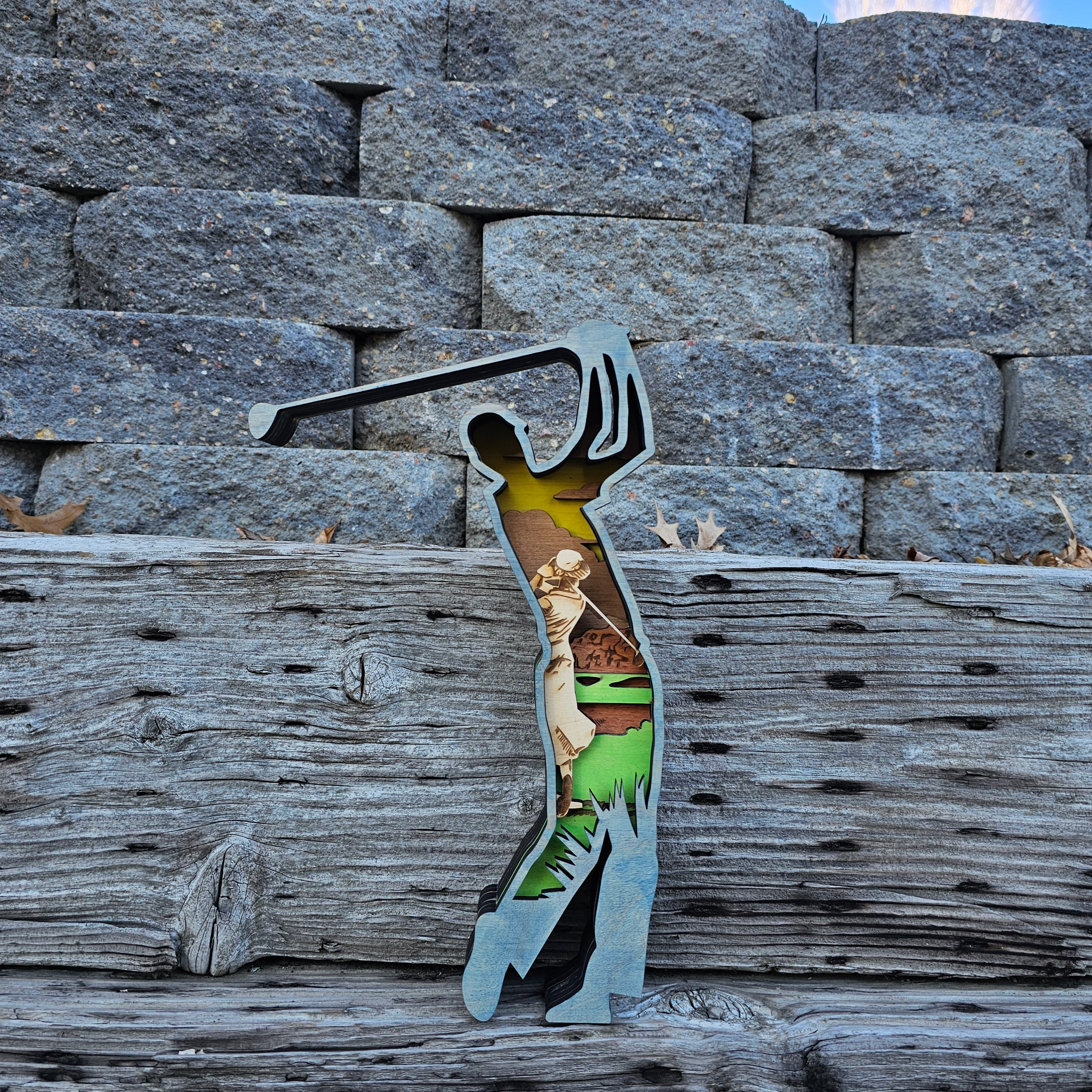 3D Golf Sign Layered Art - Rustiva