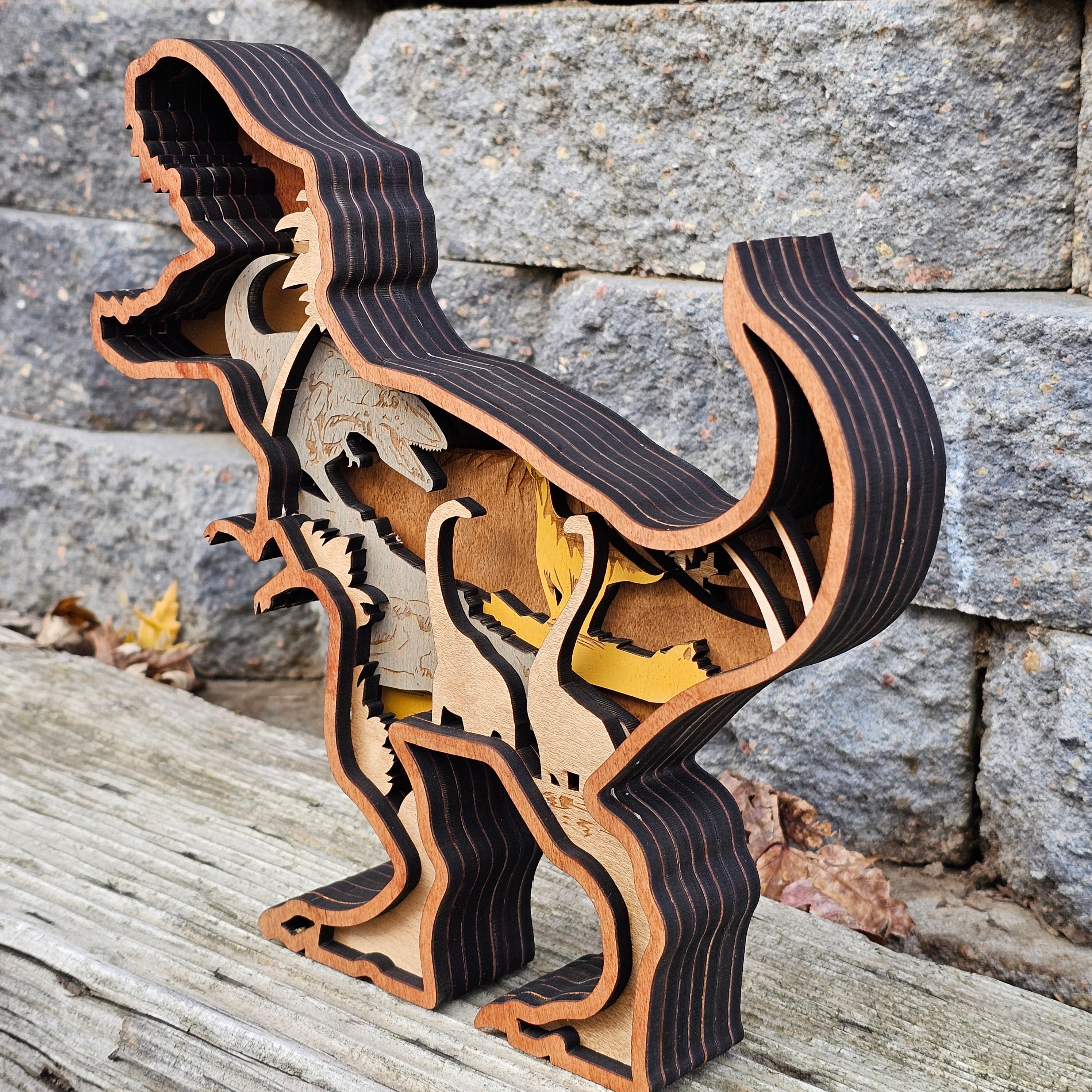 3D Tyrannosaurus Rex Sign Layered Art - Rustiva