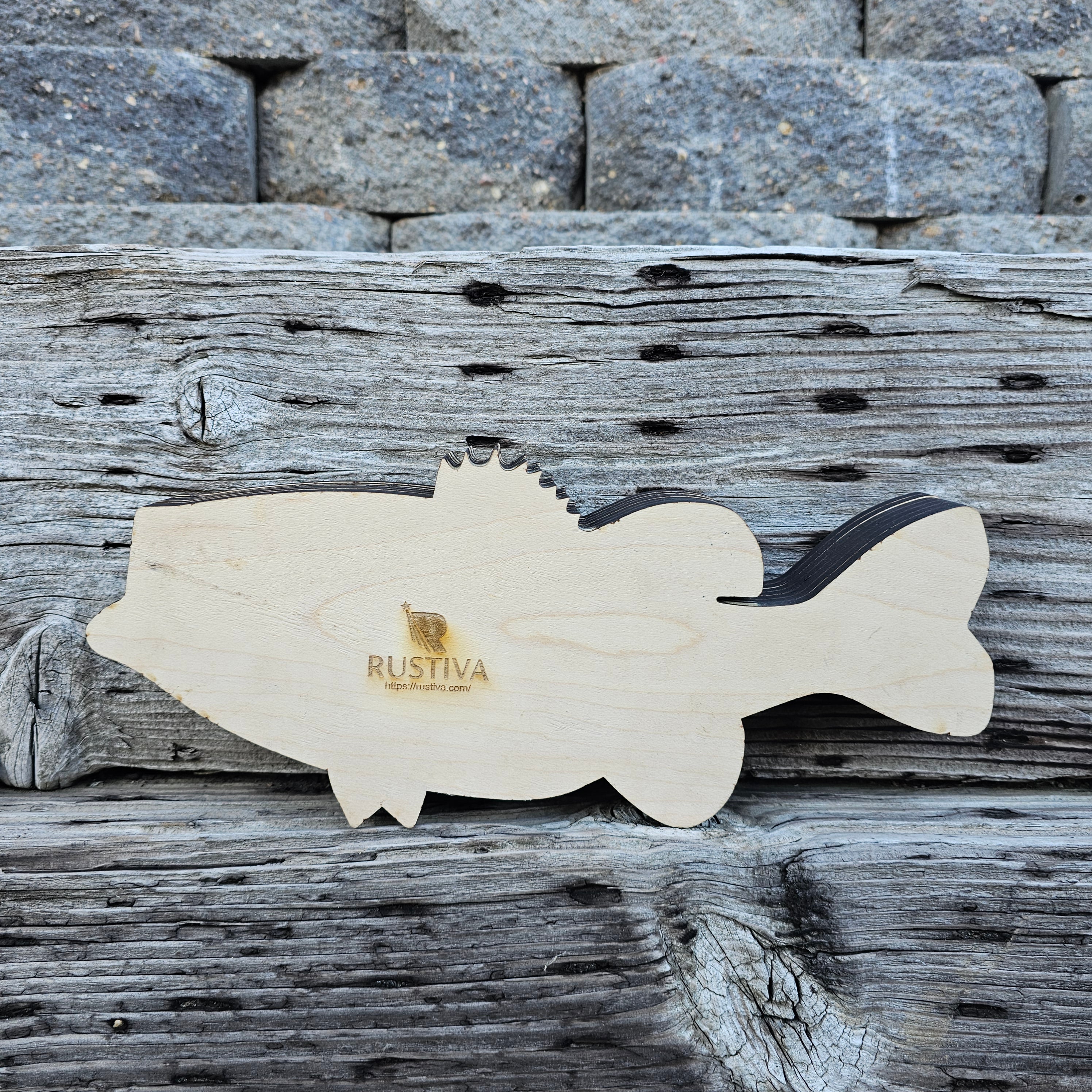 3D Bass Fishing Man with Dog Sign Layered Art - Rustiva