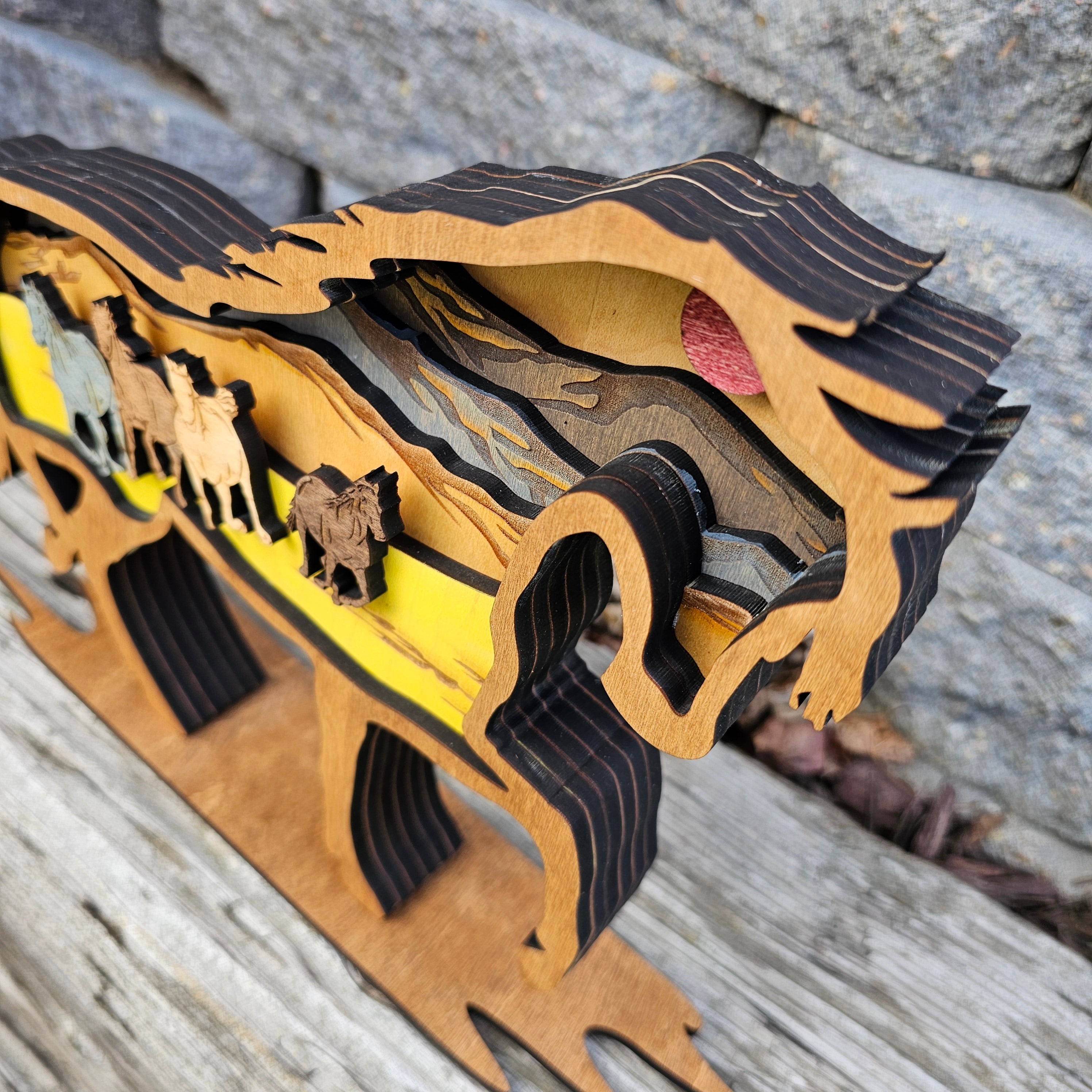 3D Horses Sign Layered Art - Rustiva