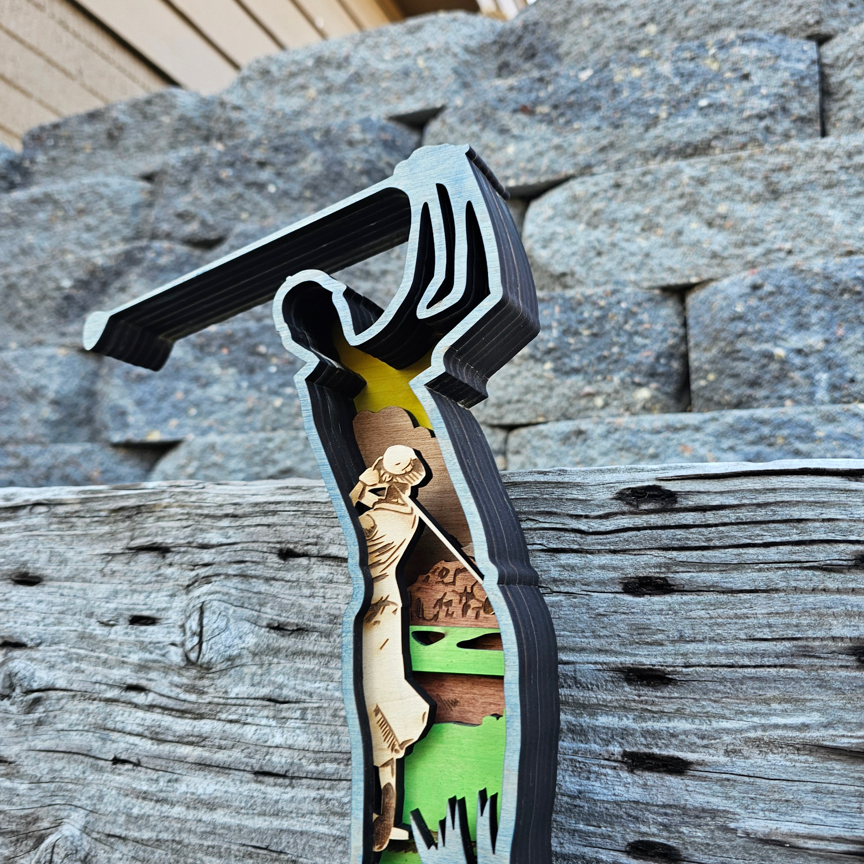 3D Golf Sign Layered Art - Rustiva