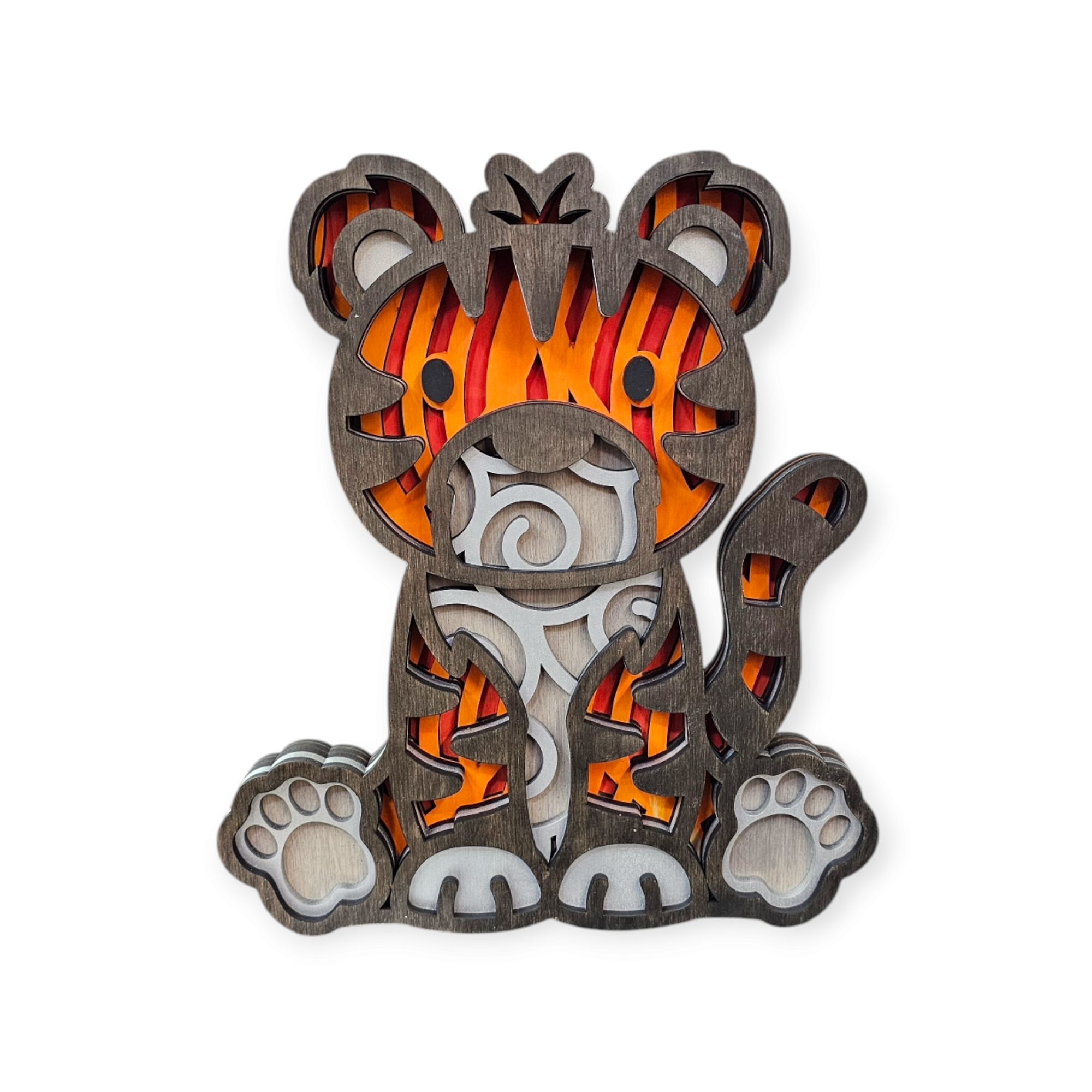 3D Sitting Bear Sign Layered Art - Rustiva