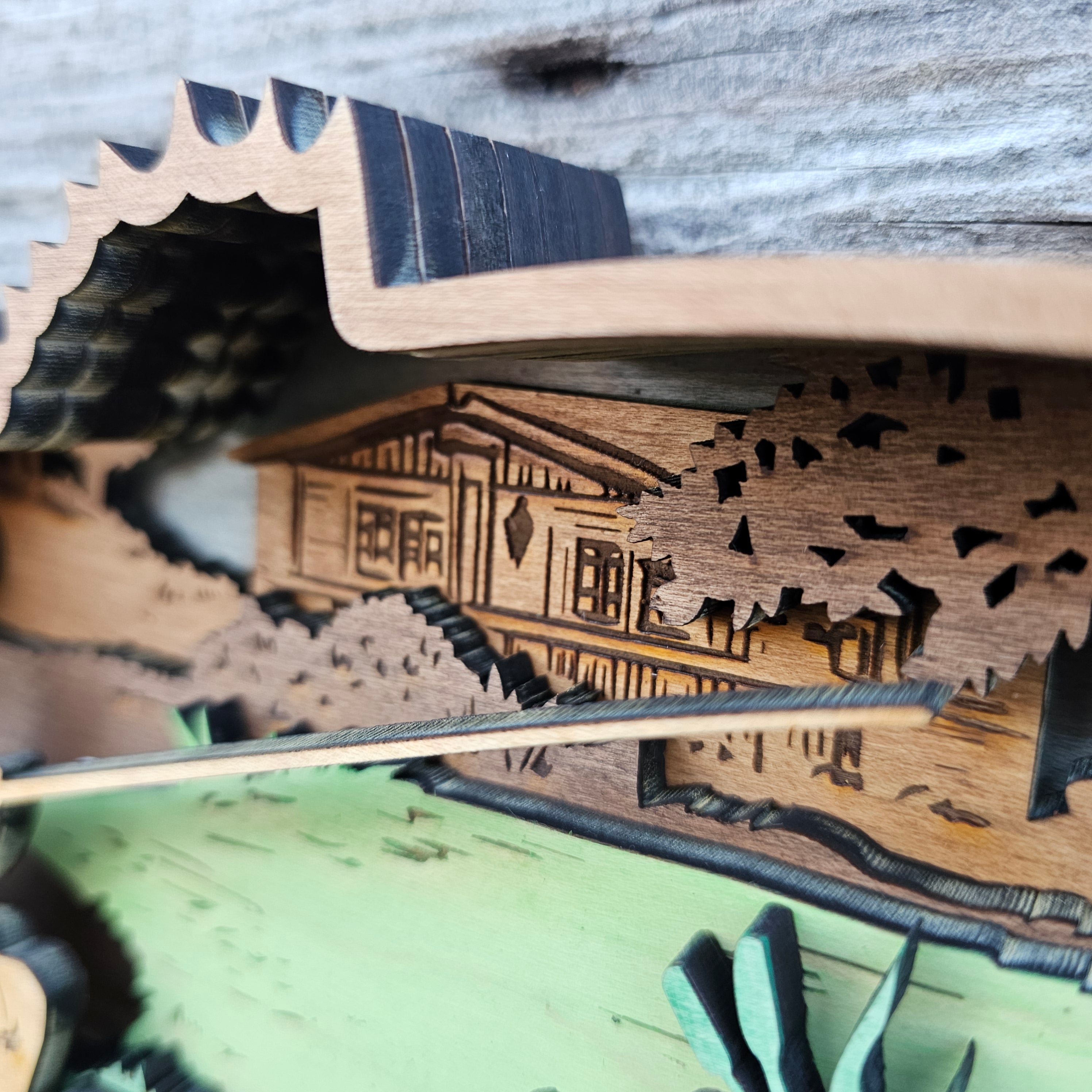 3D Bass Fishing Man with Dog Sign Layered Art - Rustiva