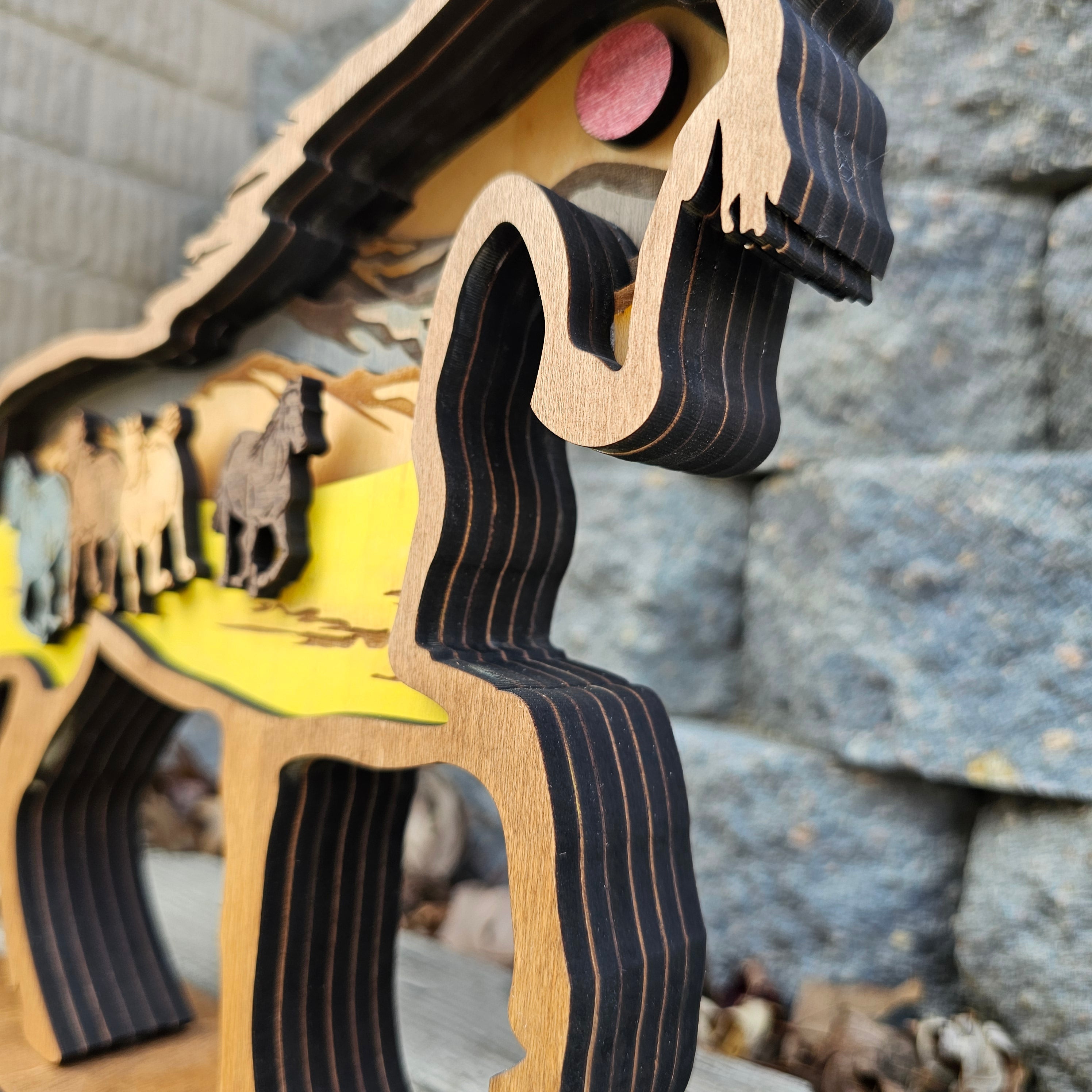 3D Horses Sign Layered Art - Rustiva