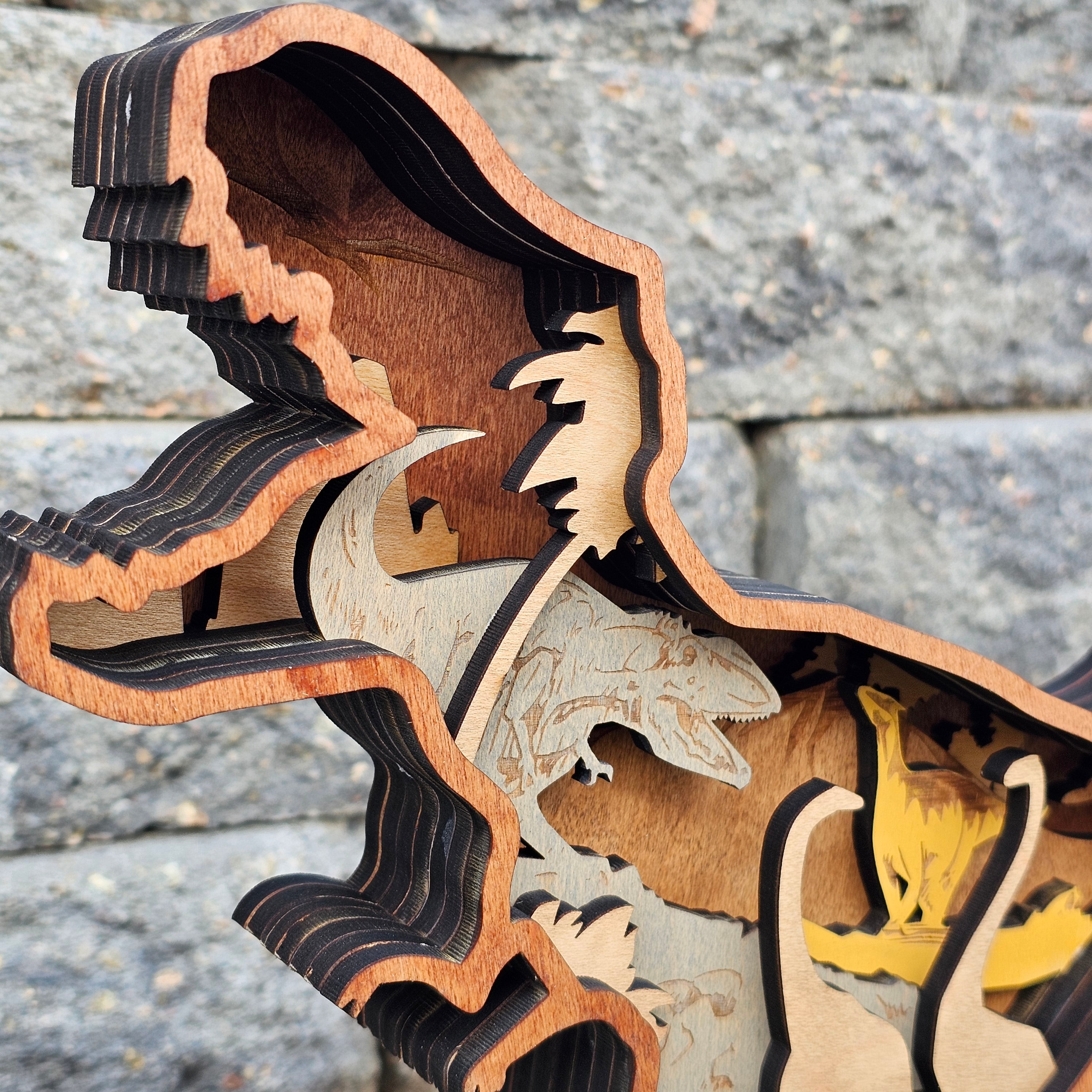3D Tyrannosaurus Rex Sign Layered Art - Rustiva
