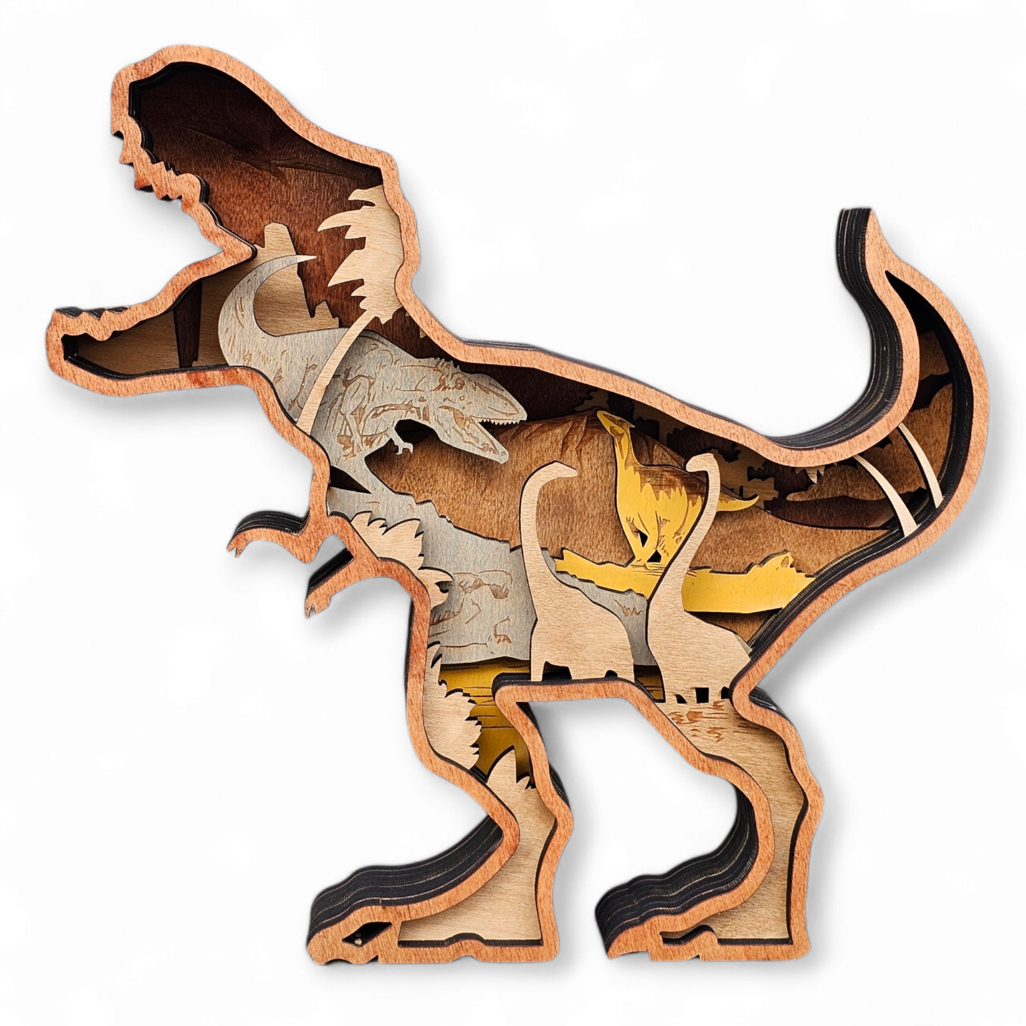 3D Tyrannosaurus Rex Sign Layered Art - Rustiva