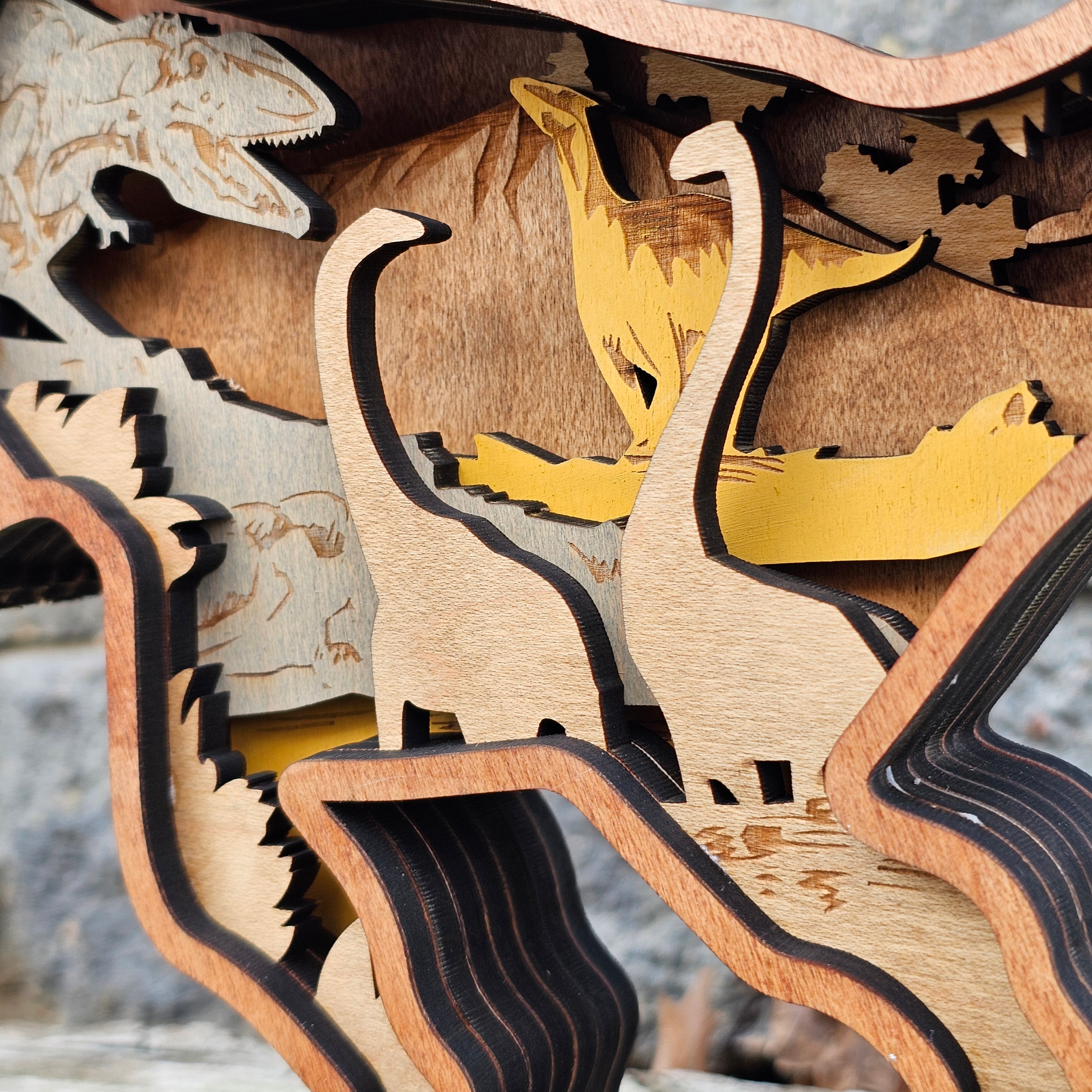 3D Tyrannosaurus Rex Sign Layered Art - Rustiva