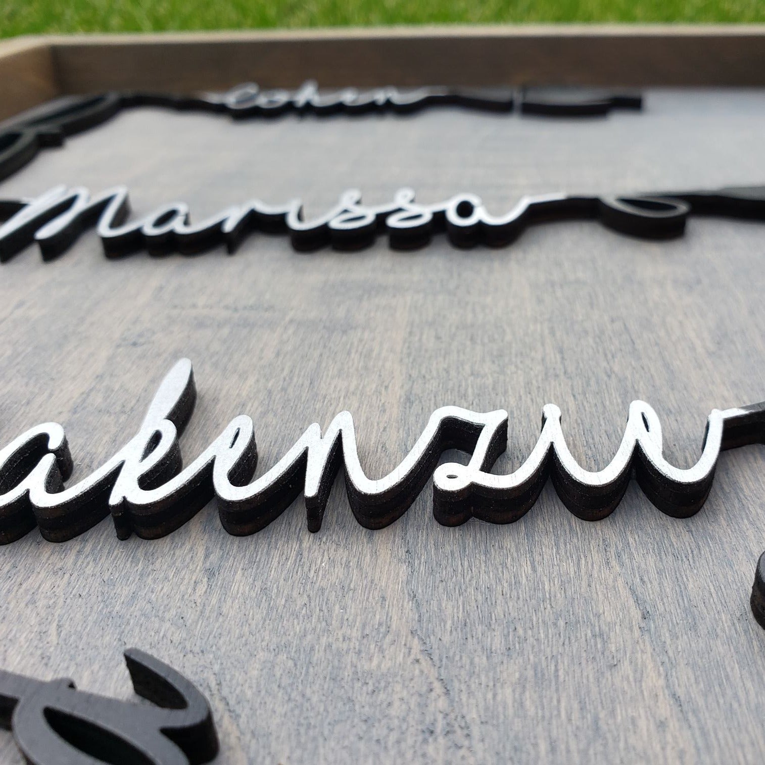 Father Day Fishing Pole Custom Sign | Gray base - Black letters and pole - 1-4 names - Semper-KIK