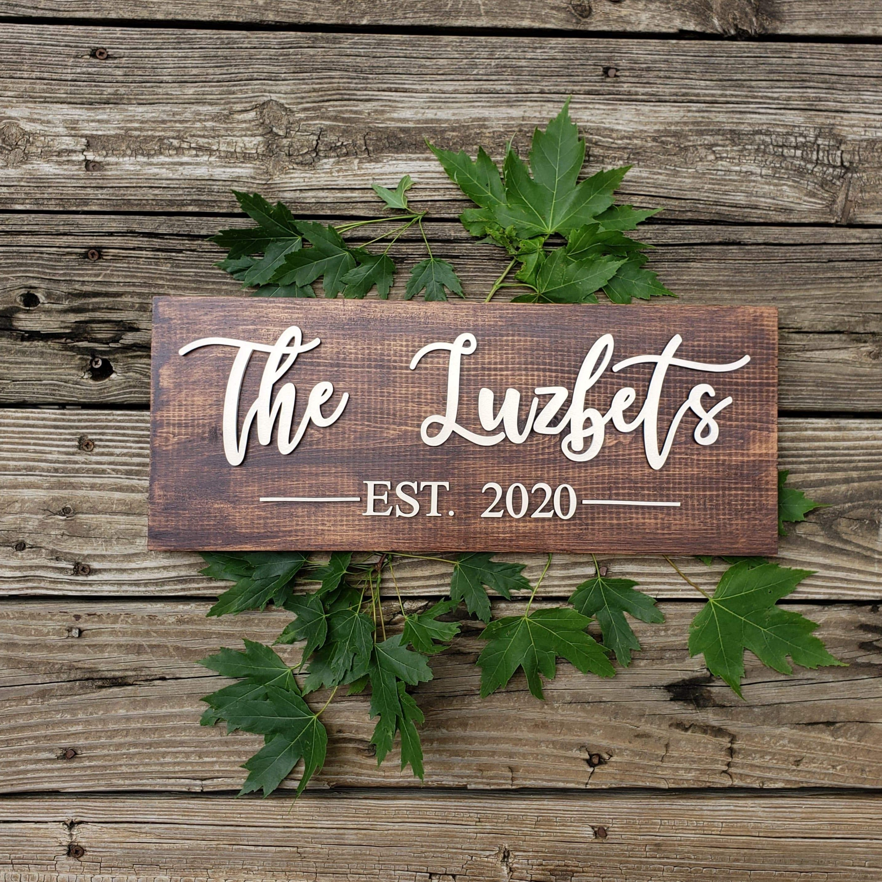 Last Name Sign | Custom Sign | Established Sign | Personalized Rustic Gift | Wedding Gift | - Semper-KIK