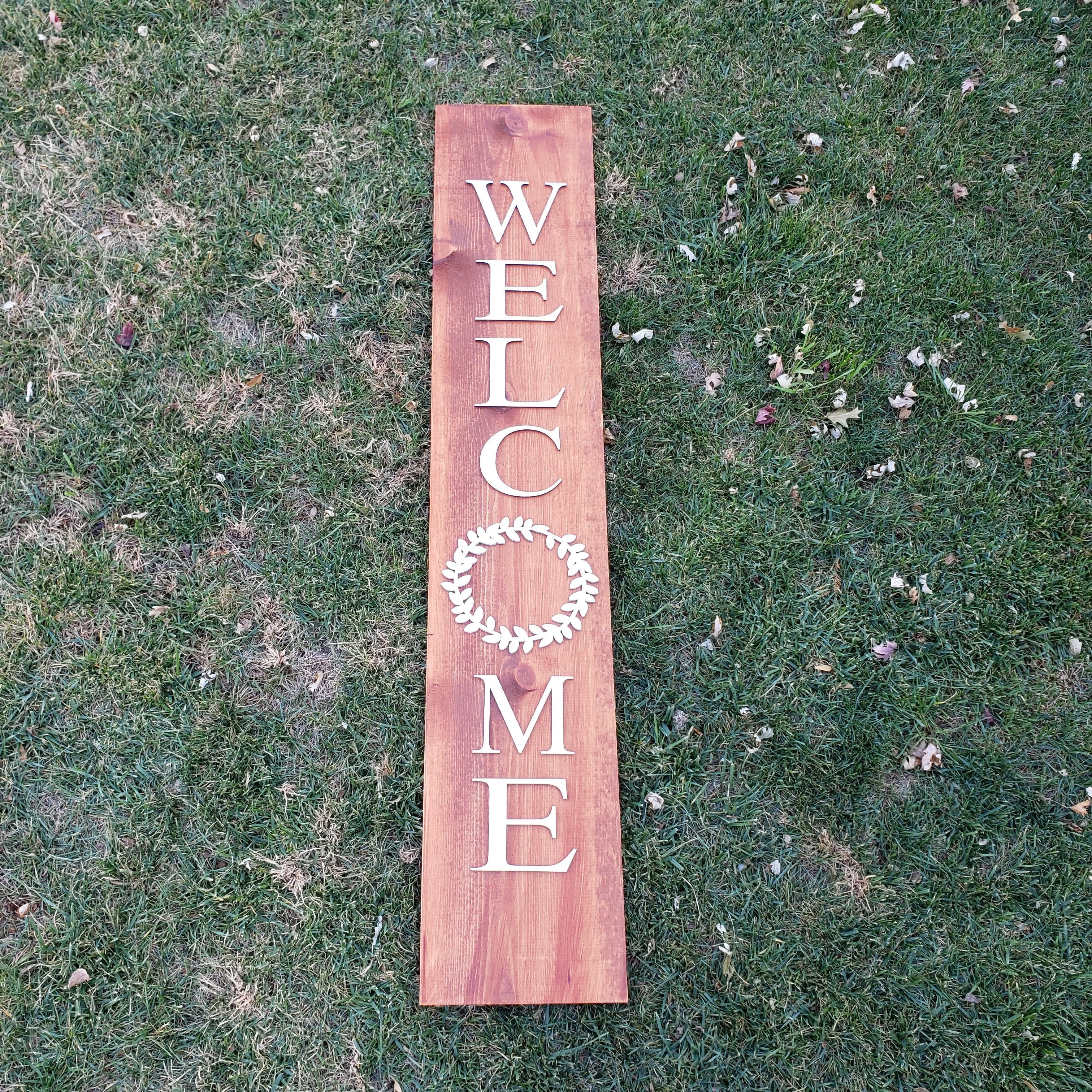 Welcome Sign for Front Porch with 3D Laser Cut Letters - 5ft Reversible - Semper-KIK
