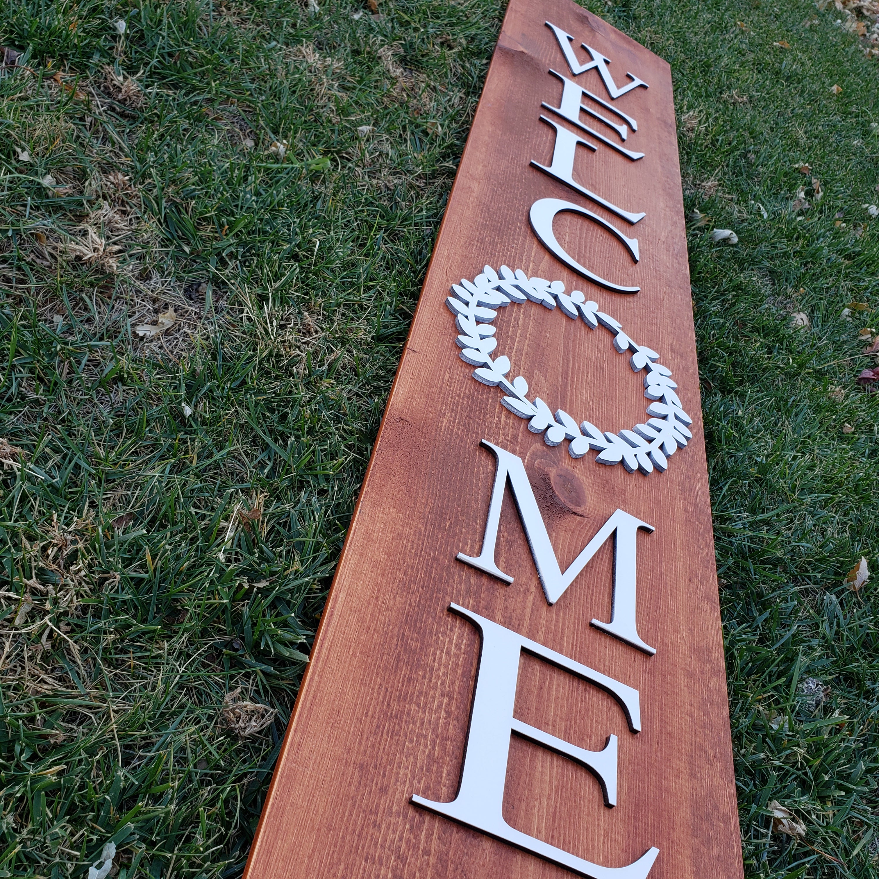 Welcome Sign for Front Porch with 3D Laser Cut Letters - 5ft Reversible - Semper-KIK