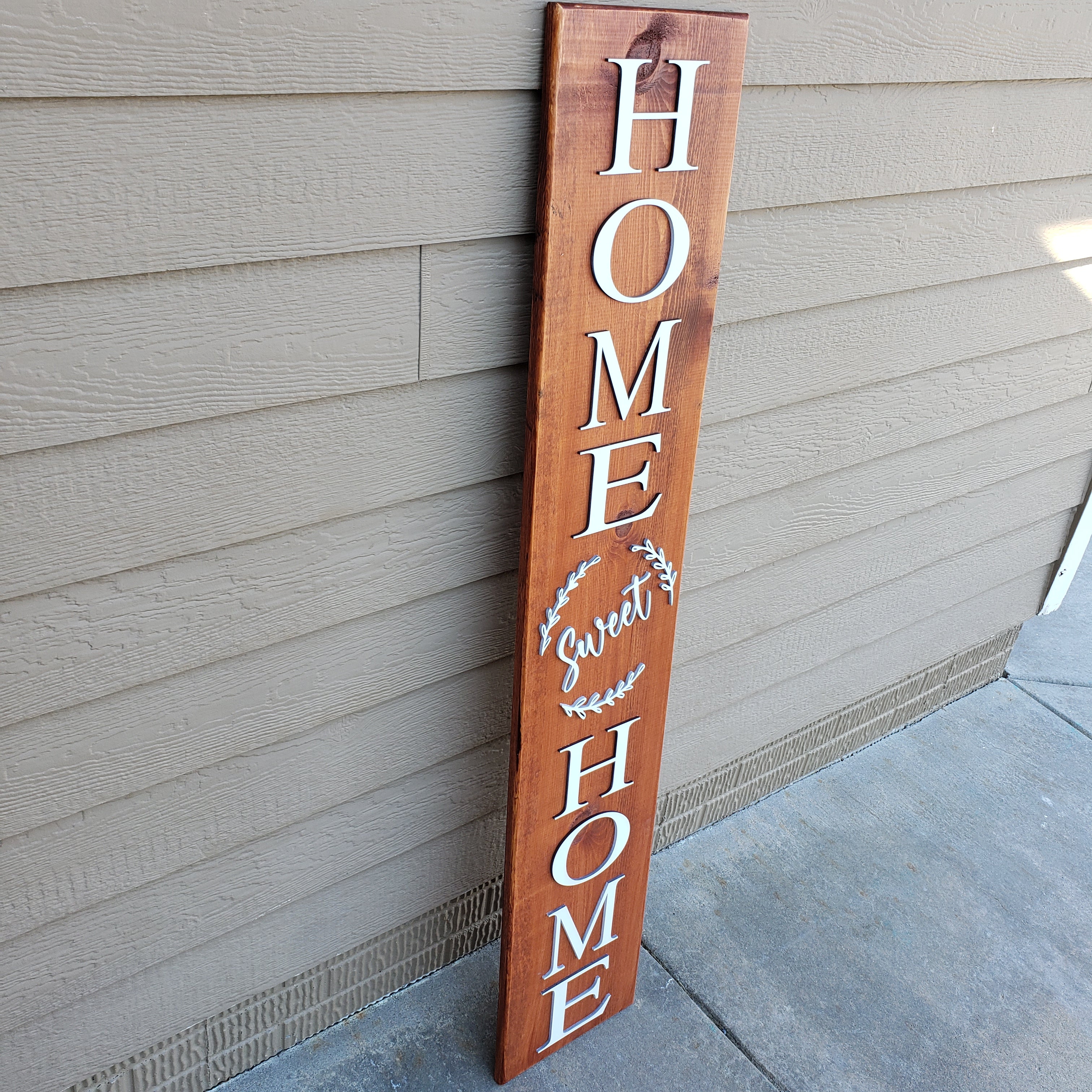 Welcome Sign for Front Porch with 3D Laser Cut Letters - 5ft Reversible - Semper-KIK