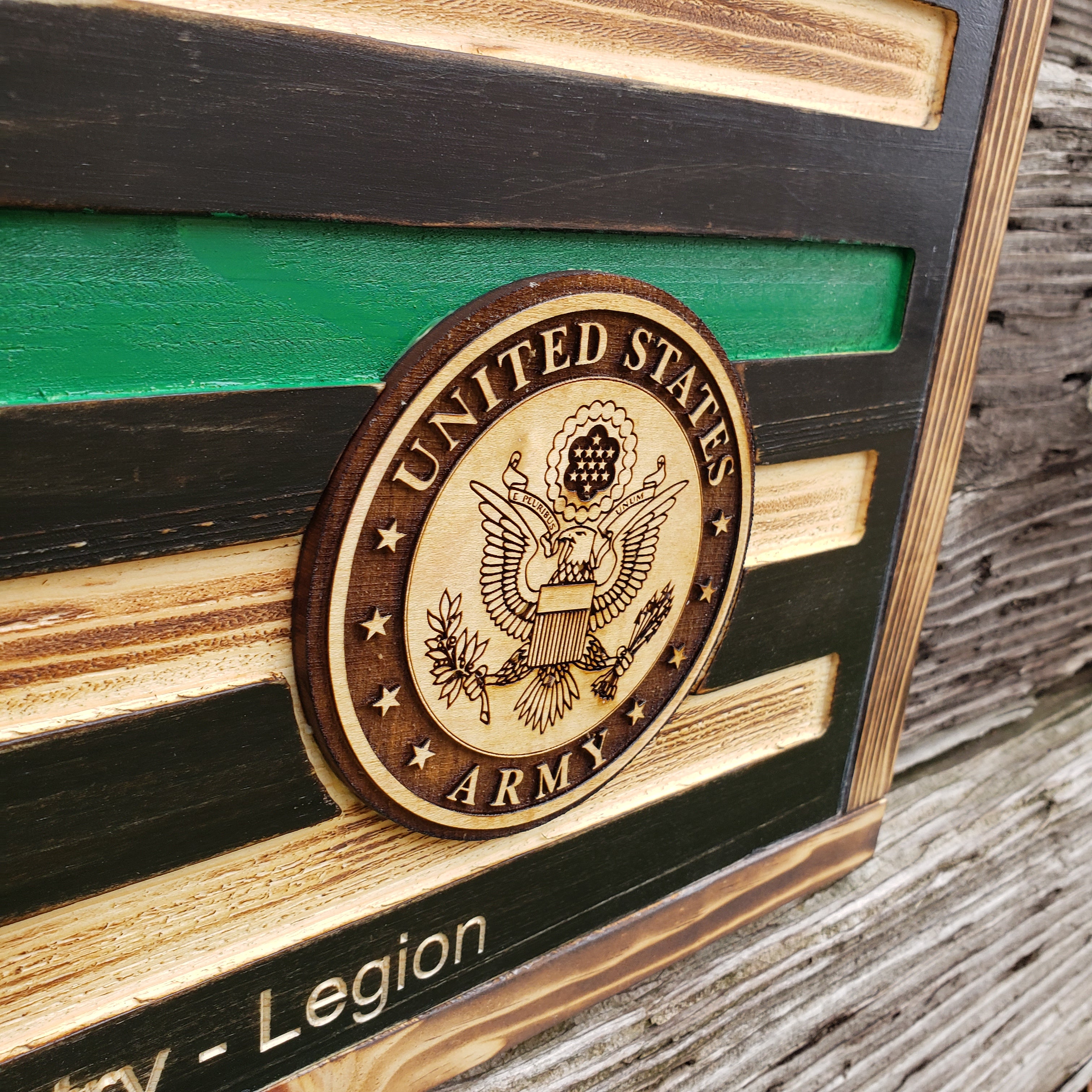 Rustic American Flag, US Carved Flag - Customized Logo, symbol - US Navy - US Army - Semper-KIK