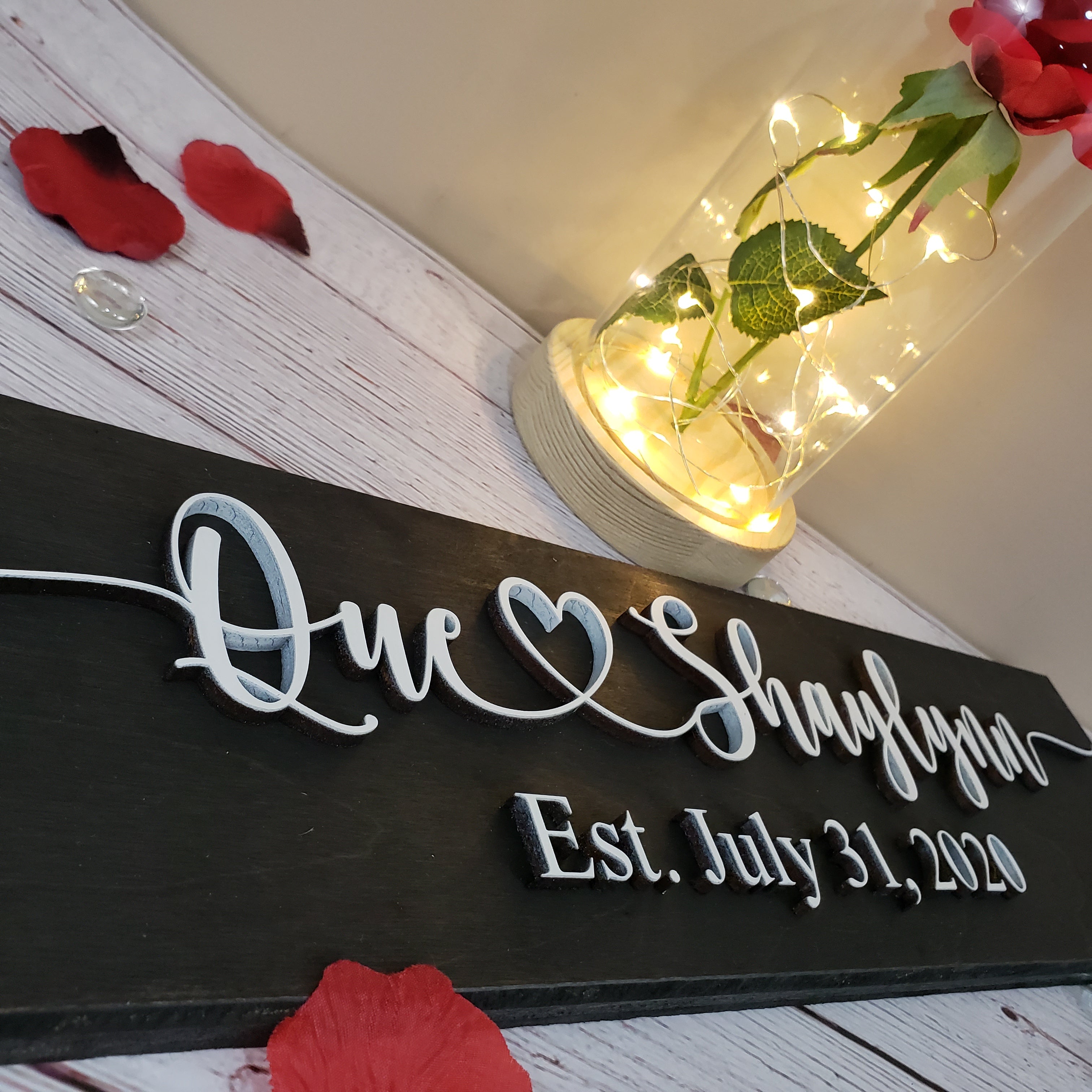 Couple name wood sign with Date / personalized 3D wood sign - Semper-KIK