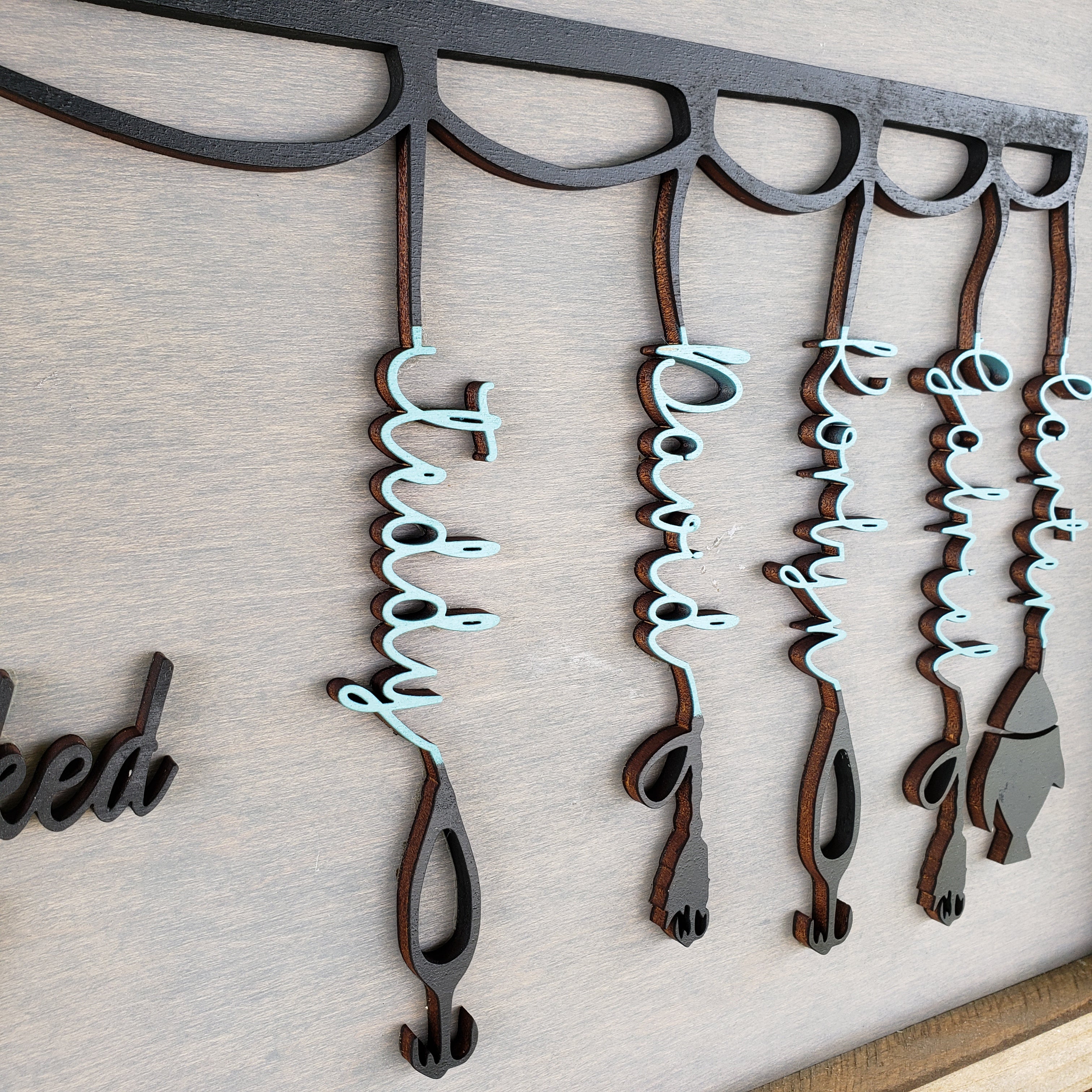 Father Day Fishing Pole Custom Sign | Gray base - Black letters and pole - Semper-KIK