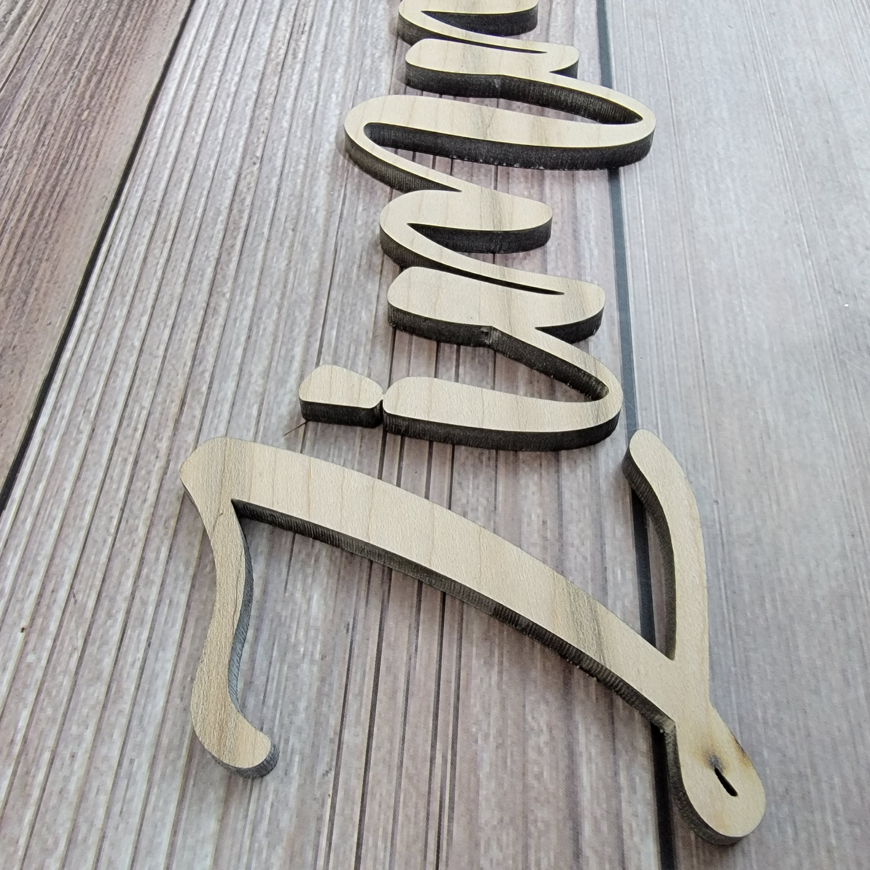 Custom Word or Name Laser Cut Unfinished Wood Shapes Variety of Sizes Craft Supply DIY - Semper-KIK