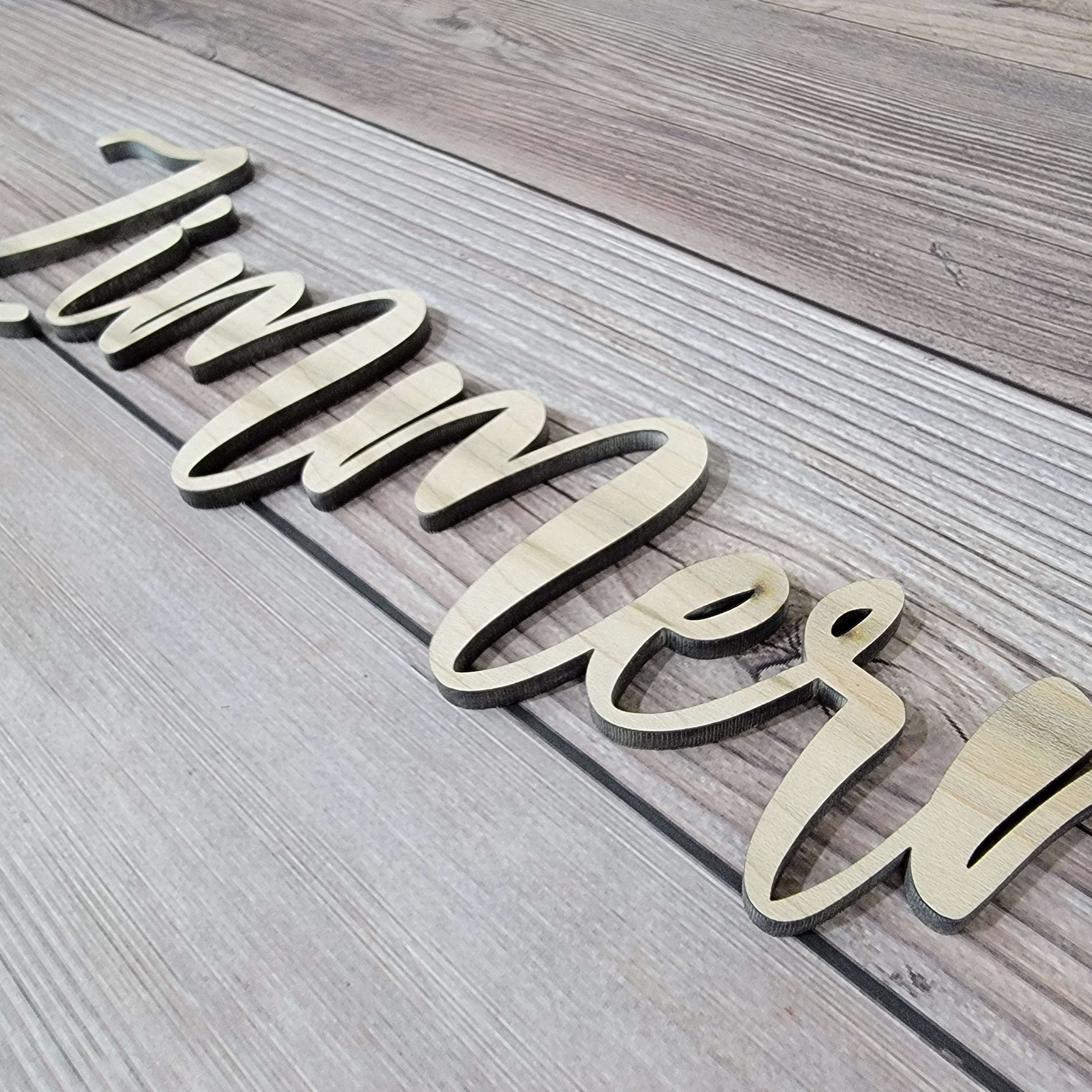 Custom Word or Name Laser Cut Unfinished Wood Shapes Variety of Sizes Craft Supply DIY - Semper-KIK