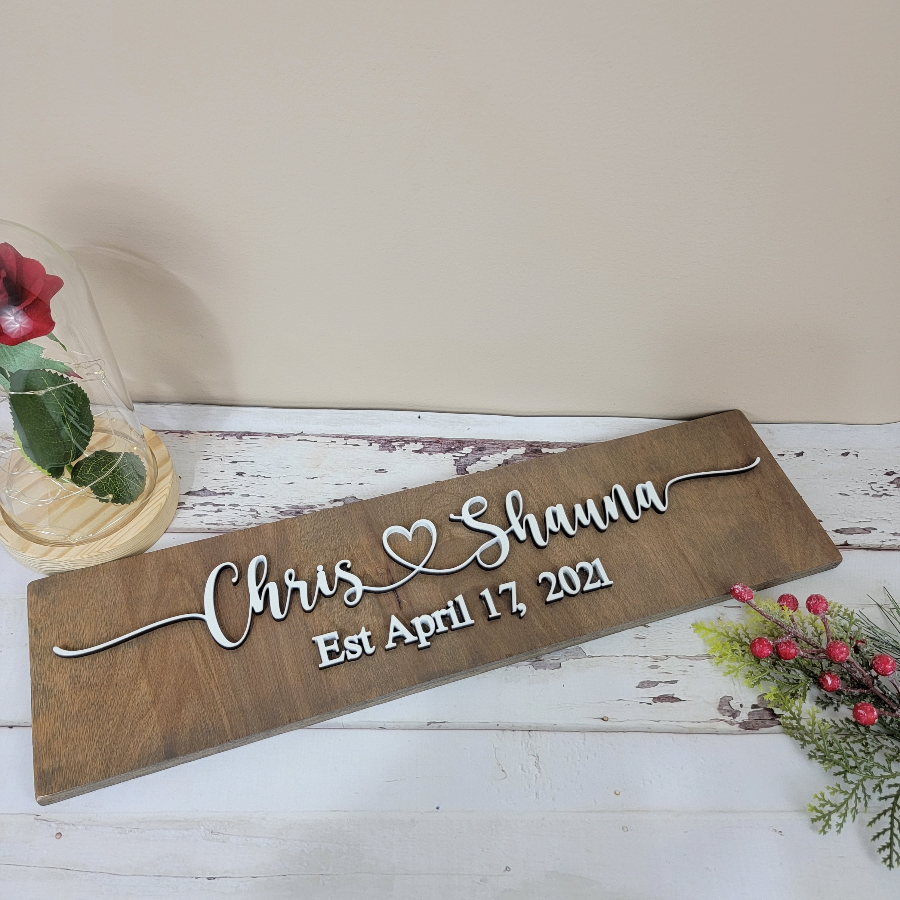 Couple name wood sign with Date / personalized 3D wood sign - Semper-KIK