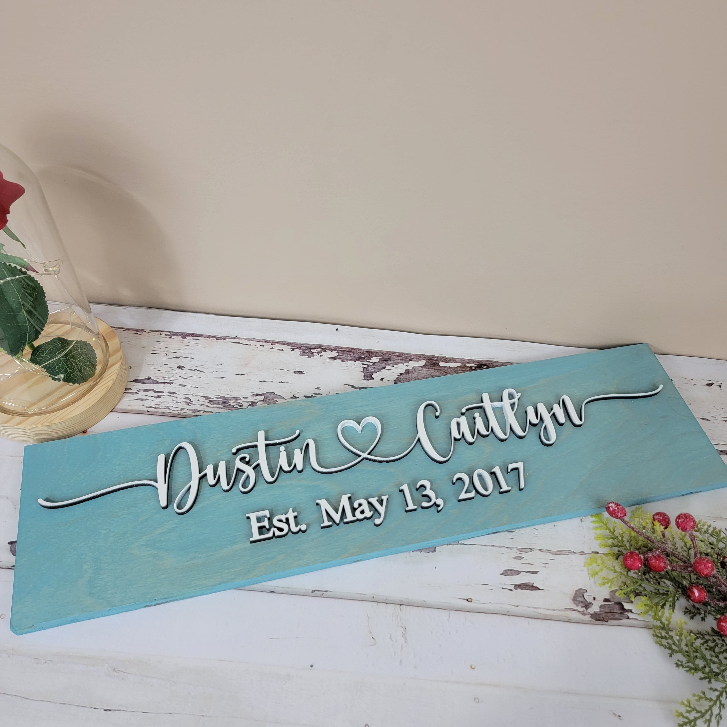 Couple name wood sign with Date / personalized 3D wood sign - Semper-KIK