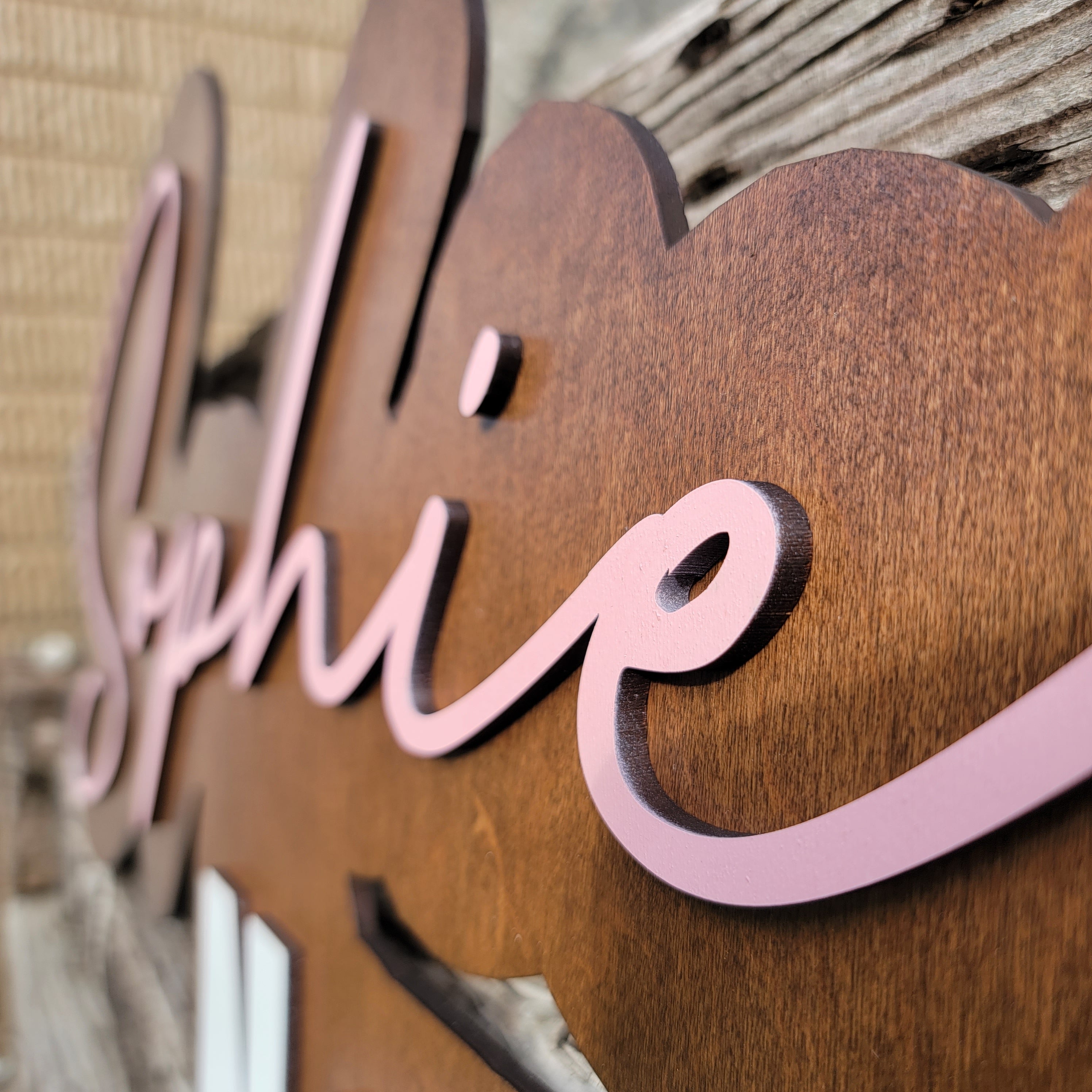 Large wood name sign, nursery name sign - Semper-KIK