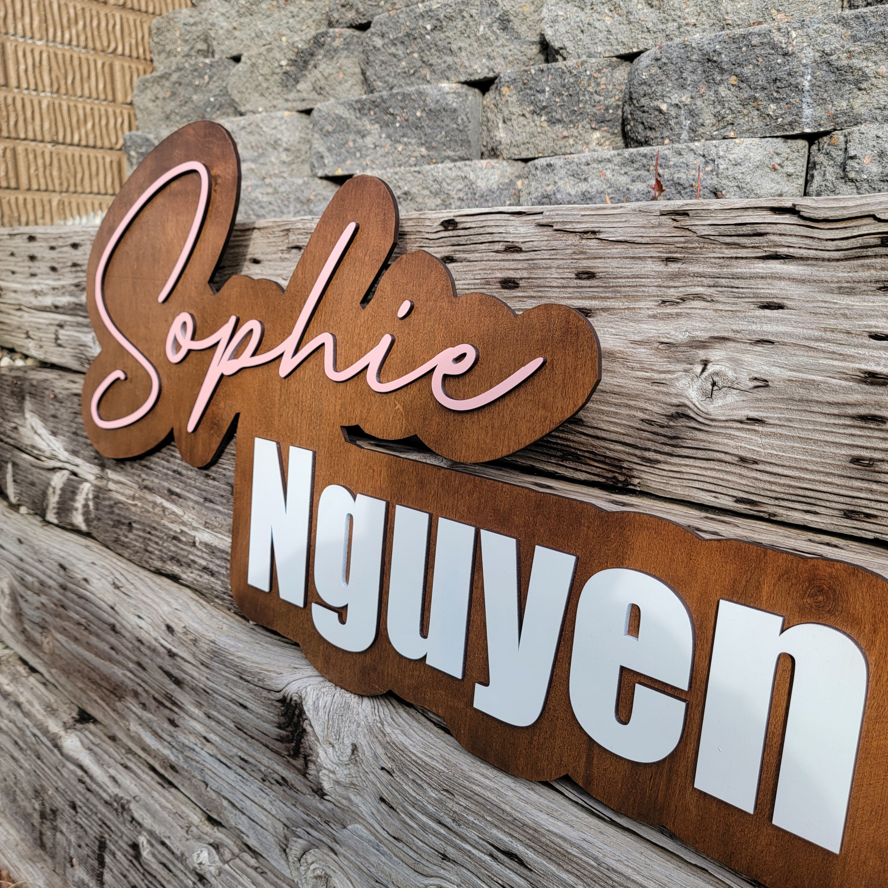 Large wood name sign, nursery name sign - Semper-KIK
