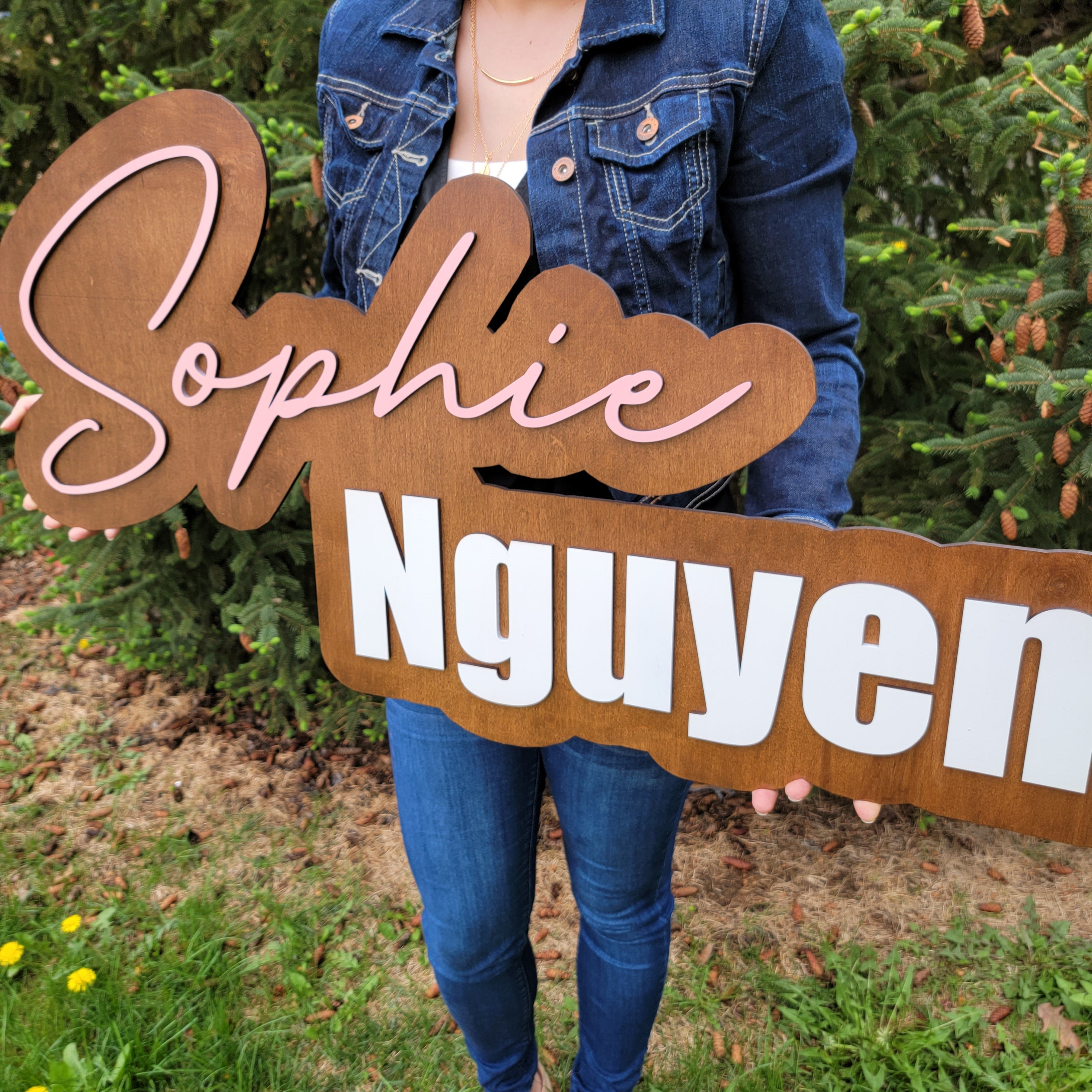 Large wood name sign, nursery name sign - Semper-KIK