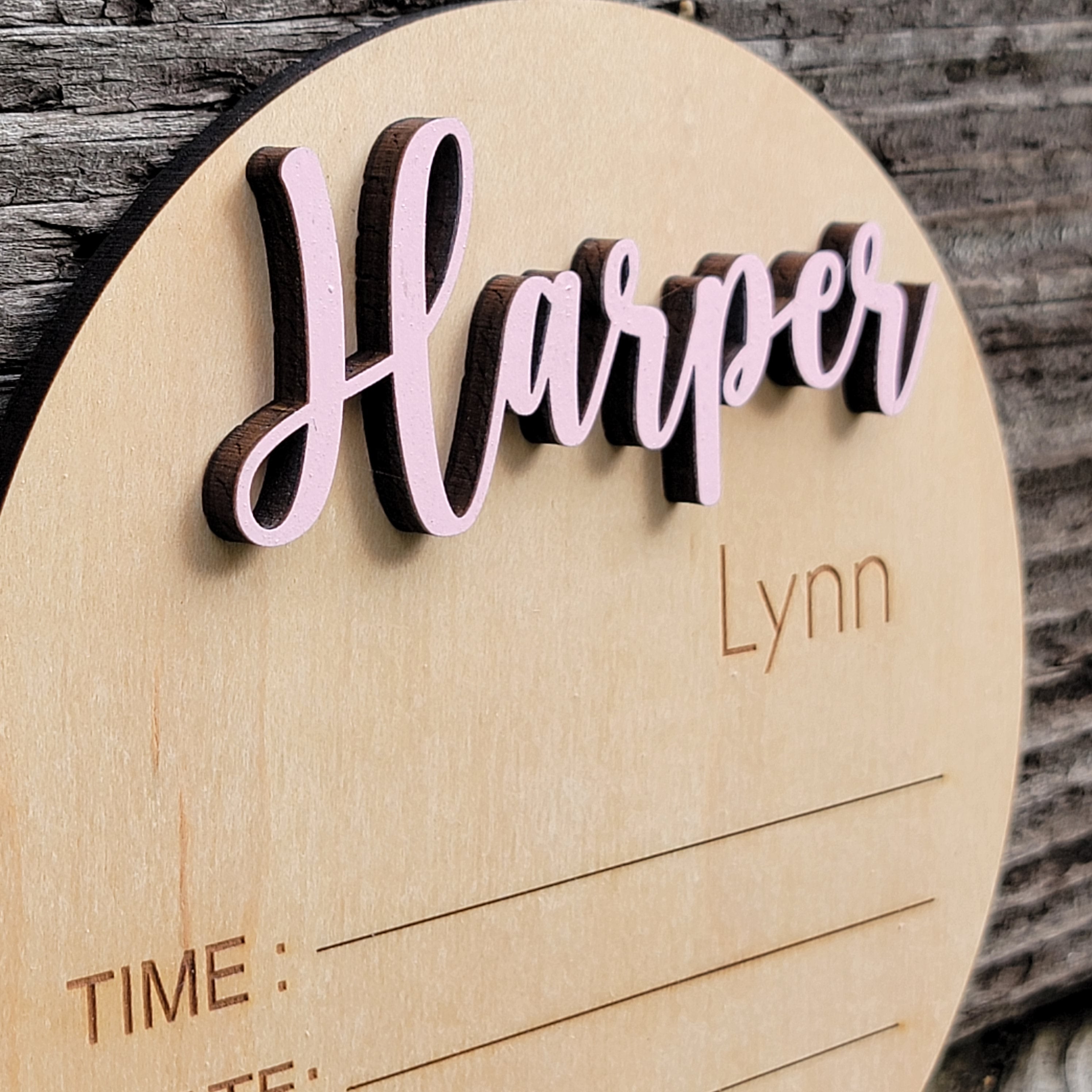 Baby Name Announcement 3D Wood Sign - Semper-KIK