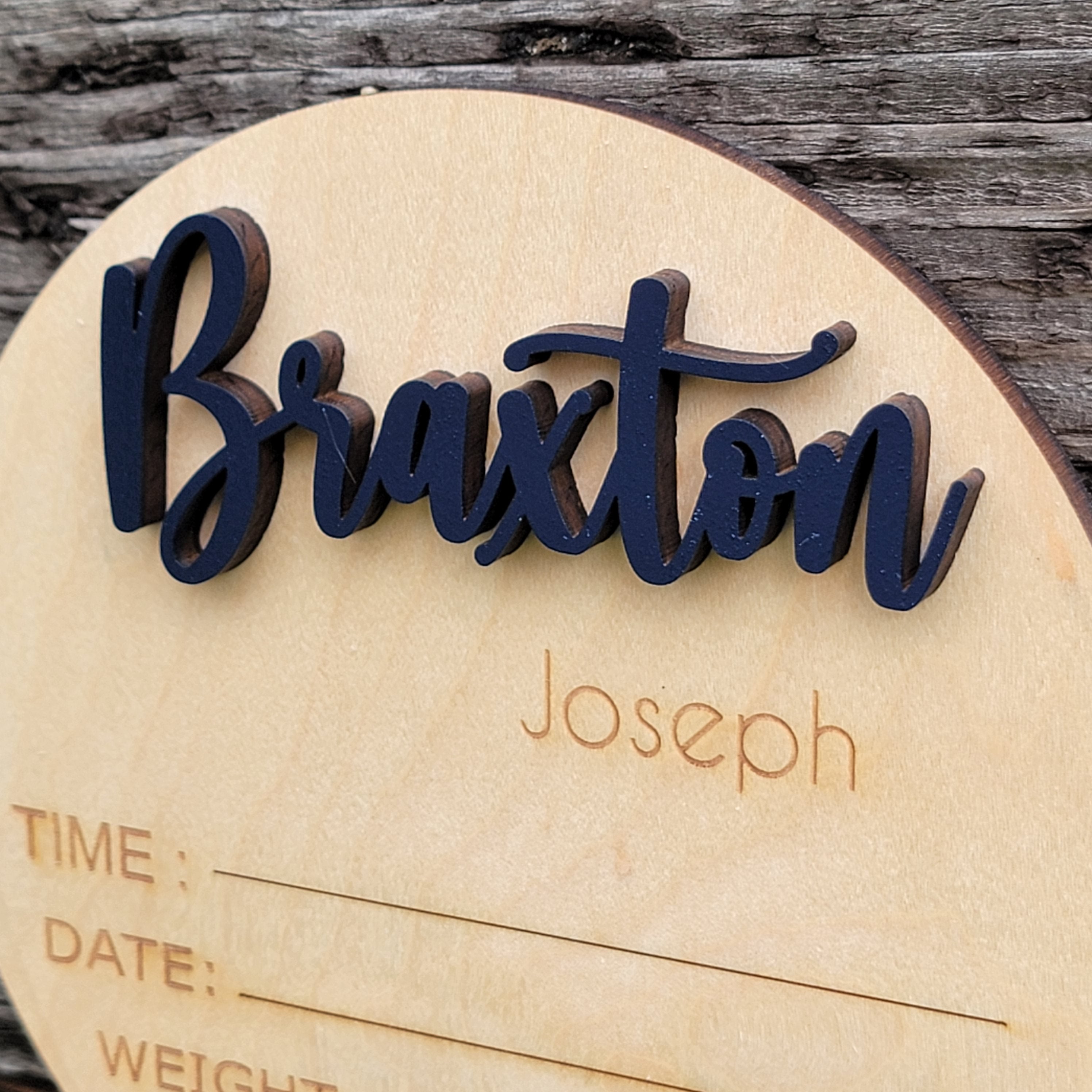 Baby Name Announcement 3D Wood Sign - Semper-KIK