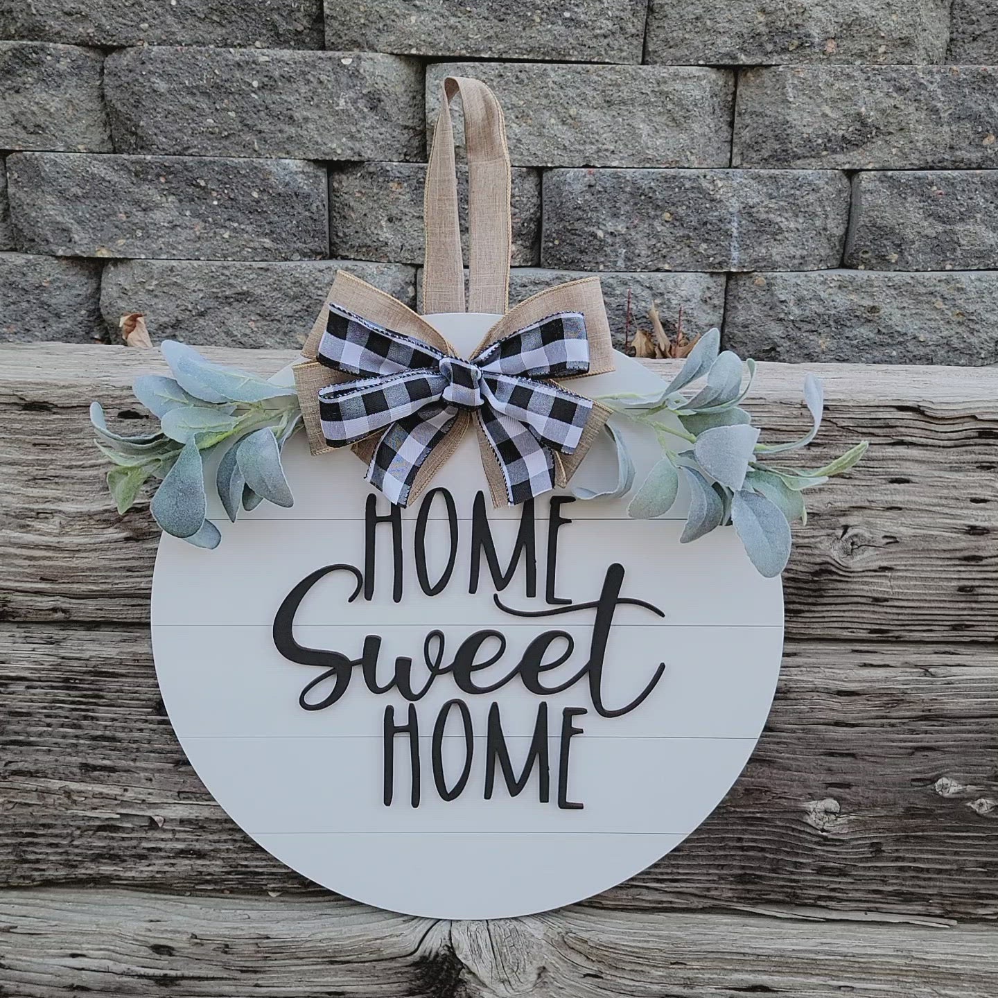 18" Wooden Shiplap style Door Hanger - Home Sweet Home