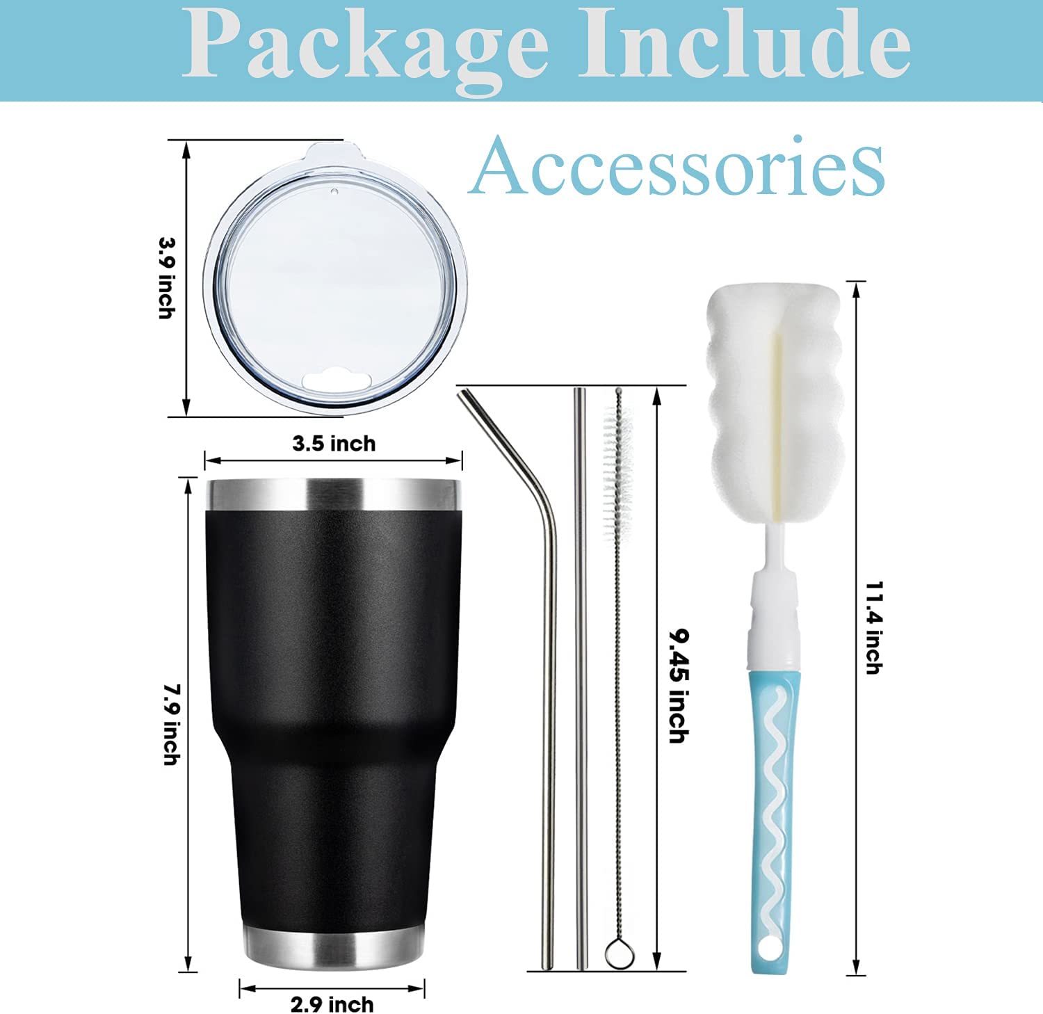 Personalized Insulated Tumbler with straw - 30oz - Semper-KIK