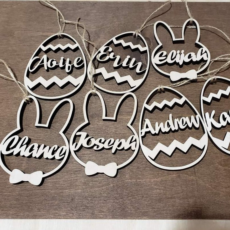 Personalized Easter basket tags - Natural wood color - Semper-KIK