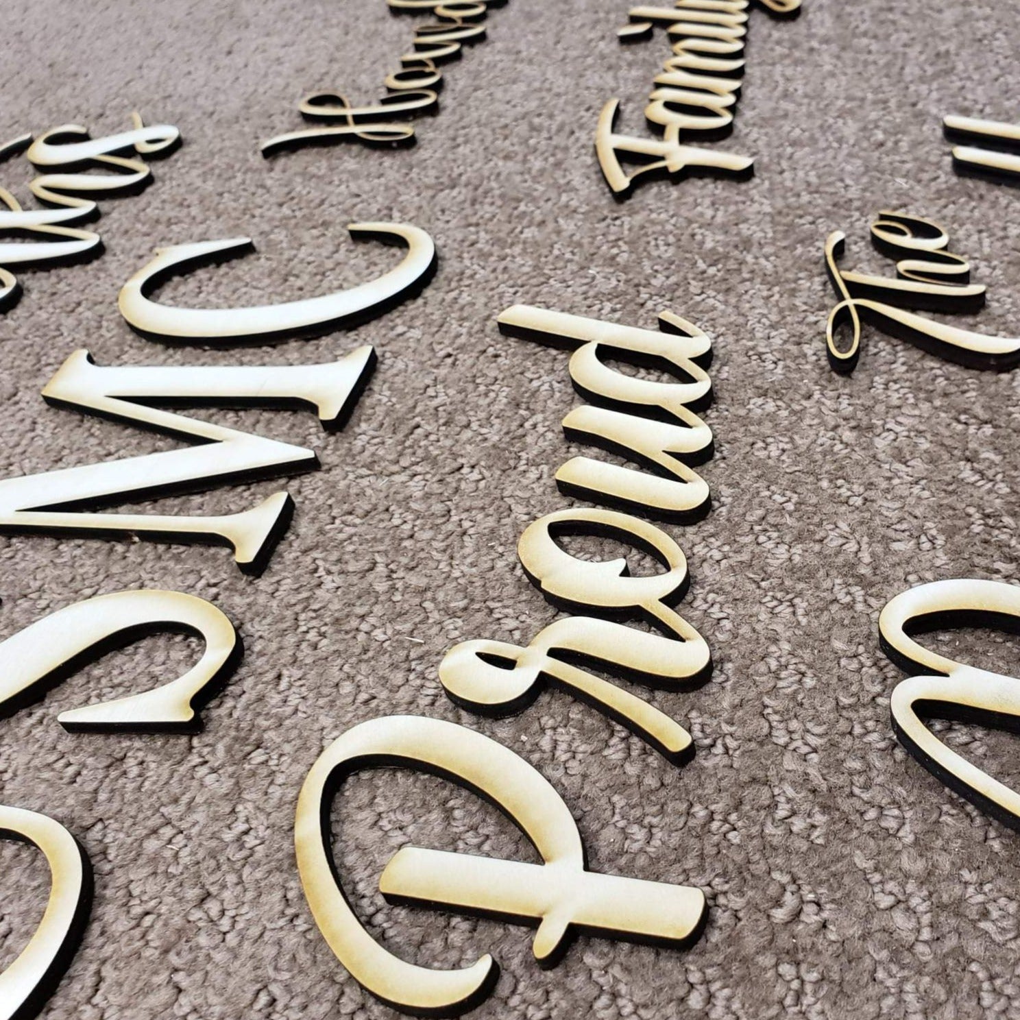 Custom Word or Name Laser Cut Unfinished Wood Shapes Variety of Sizes Craft Supply DIY - Semper-KIK