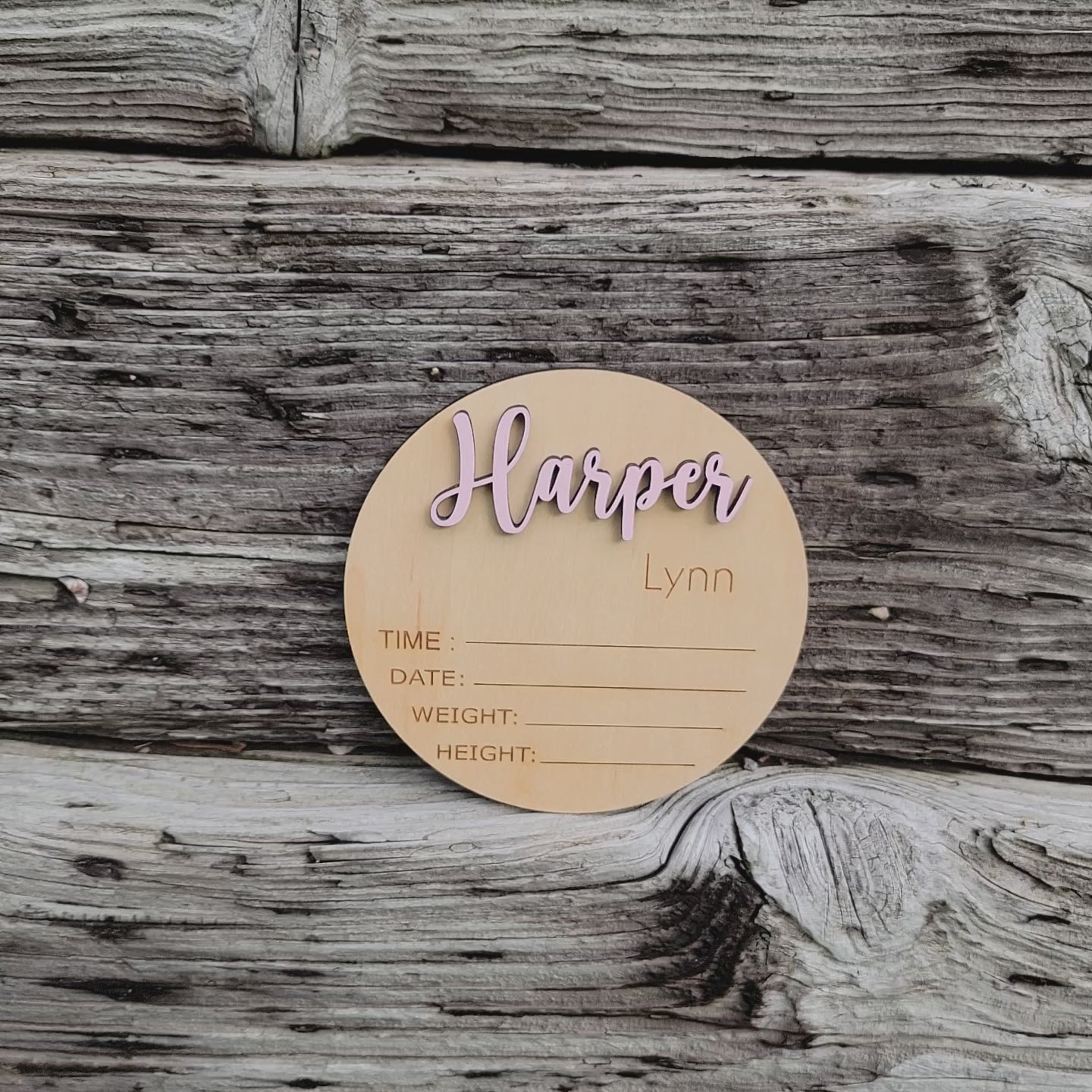 Baby Name Announcement 3D Wood Sign