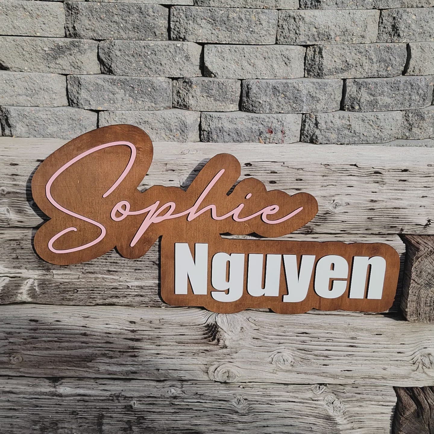 Large wood name sign, nursery name sign
