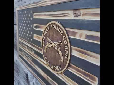 Rustic Wooden Flag - 3D Military Police Corps U.S Army