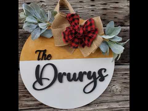 18" Personalized Wood Door Hanger - White & Light Brown base