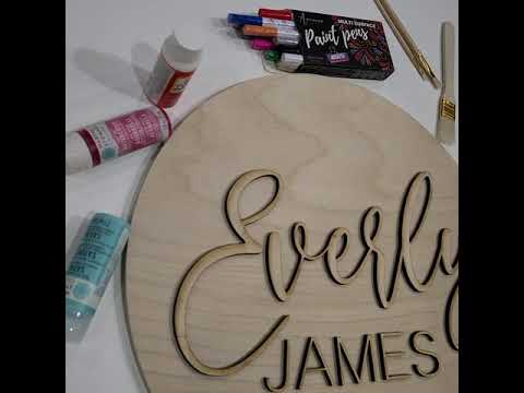 Custom Name Sign Kit, First & Middle Name for 18" Round - Unfinished Kit For DIY Painting And Assembly