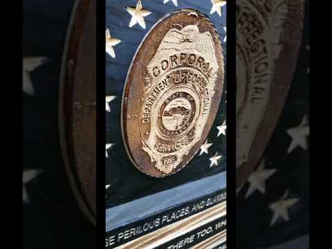 Rustic American Flag, US Carved Flag - Customized Logo, symbol - Department of Corrections
