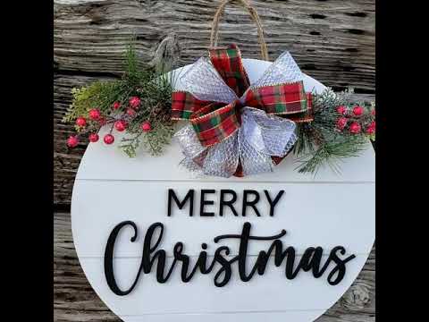 Merry Christmas Wooden Door Hanger