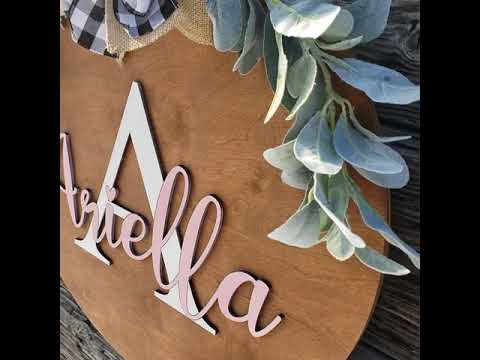 Personalized Nursery name Sign with Bow and Greenery